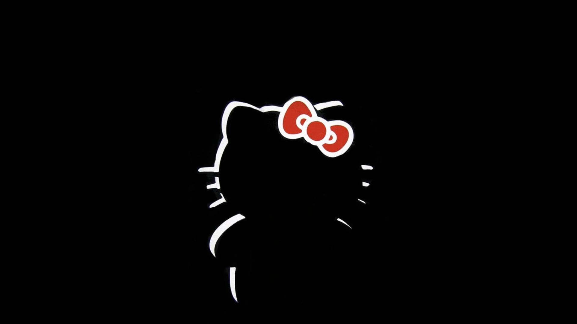 Minimalistiese Swart Hello Kitty Silhouet Muurpapier