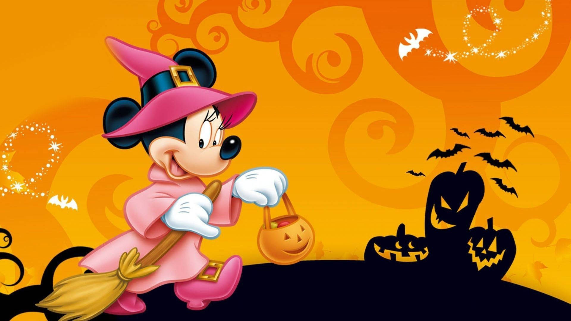 Minnie Mouse Halloween Spotprent Muurpapier