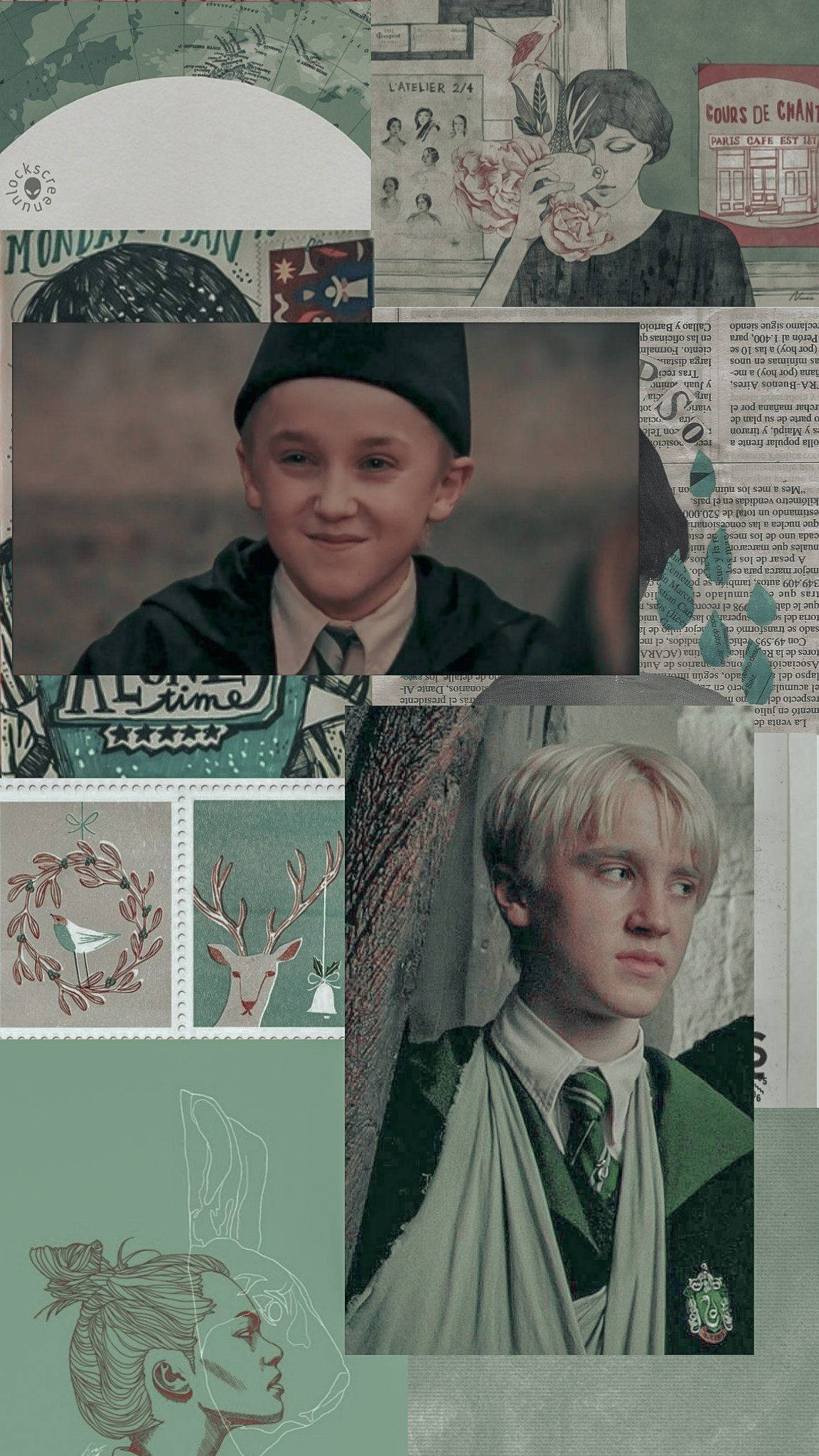 Mintgroen Draco Malfoy Estetika Muurpapier