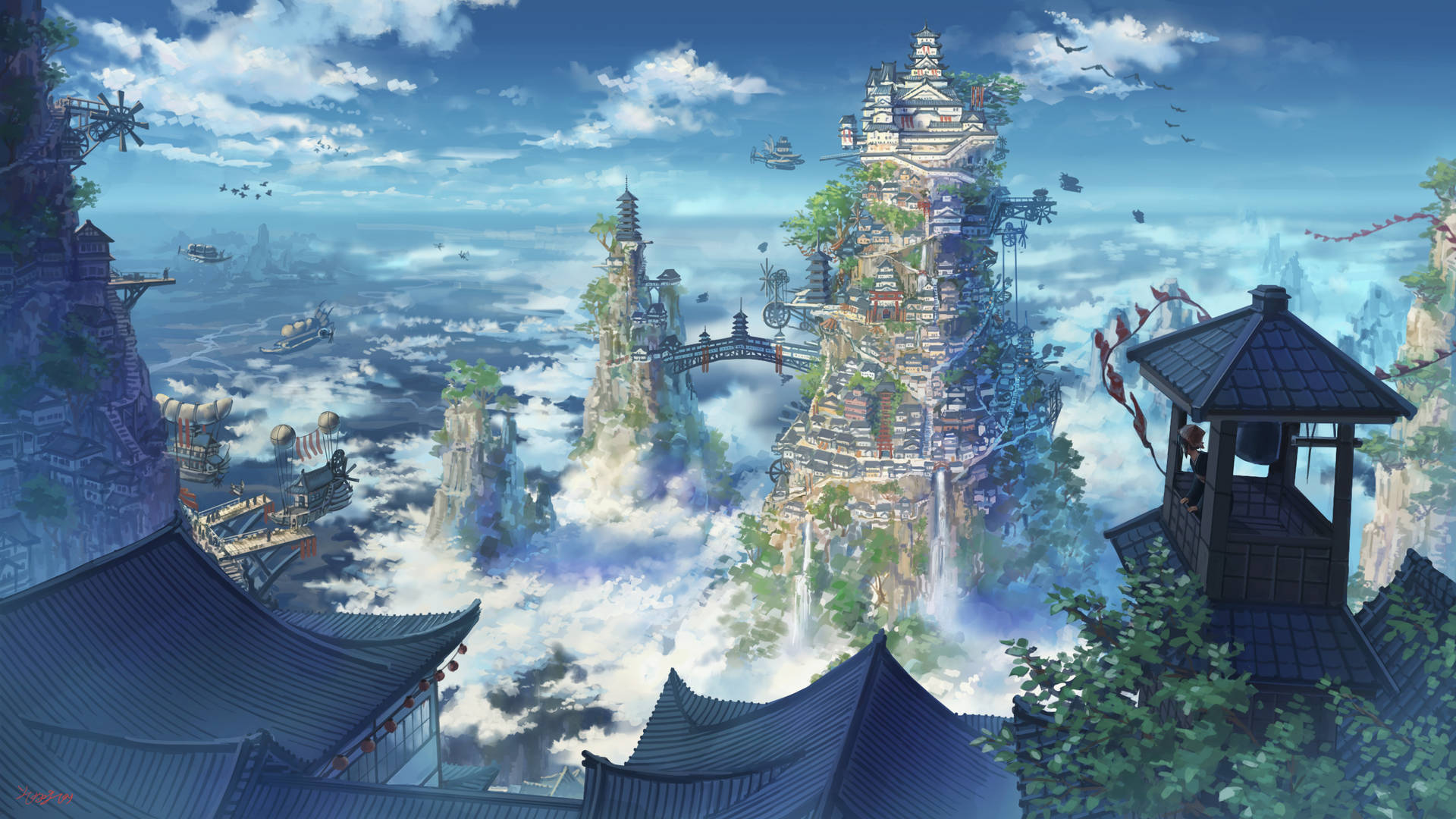 Mistieke stad anime 4k muurpapier — 4K anime GIF Muurpapier