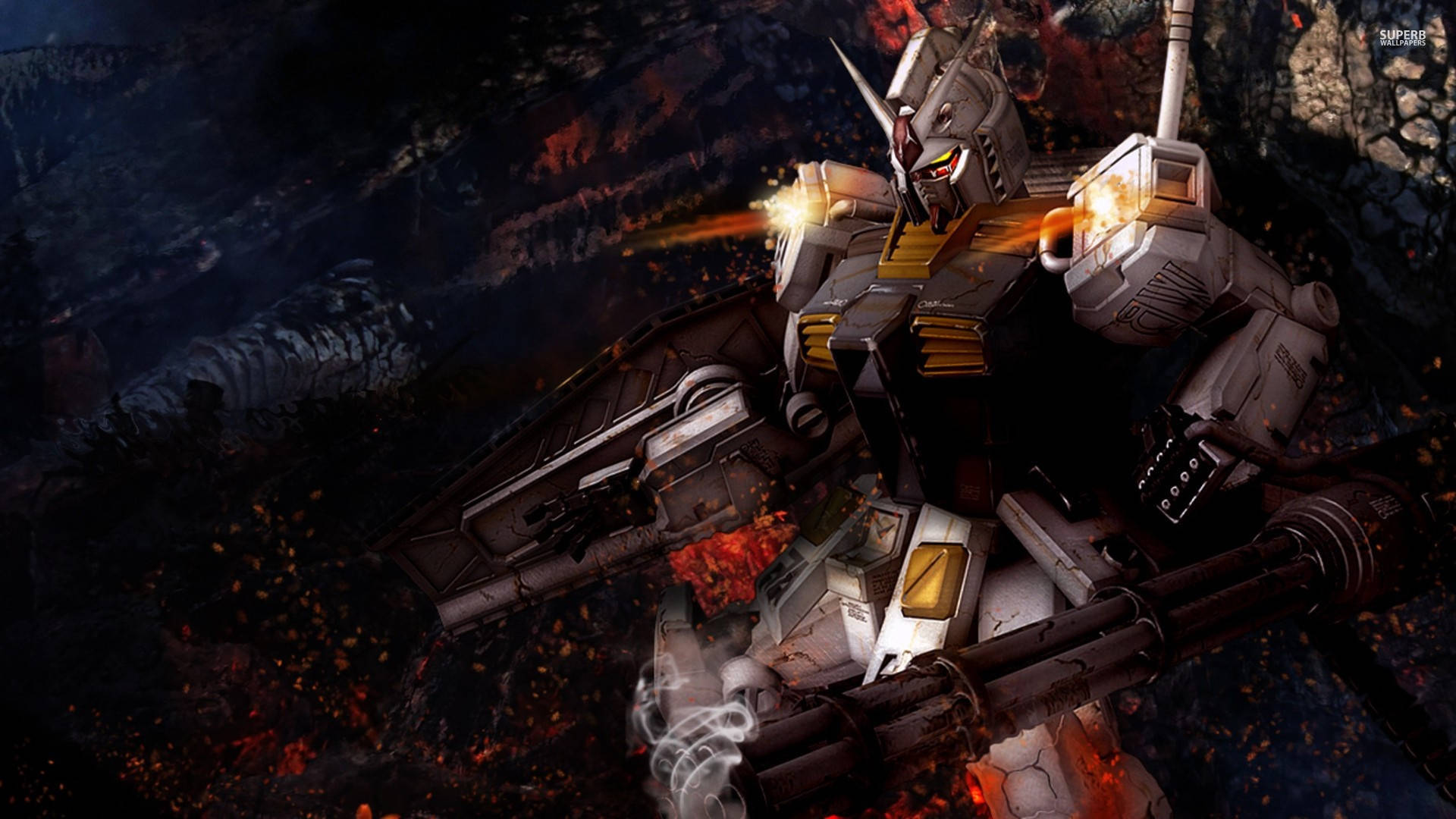 Mobiele Pak Gundam Digitale Kuns Muurpapier