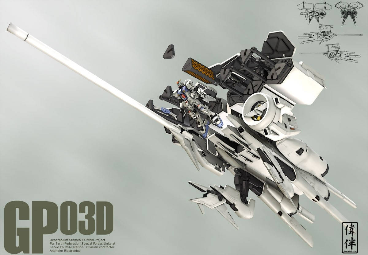 Mobiele Pak Gundam Wit GP03D Muurpapier