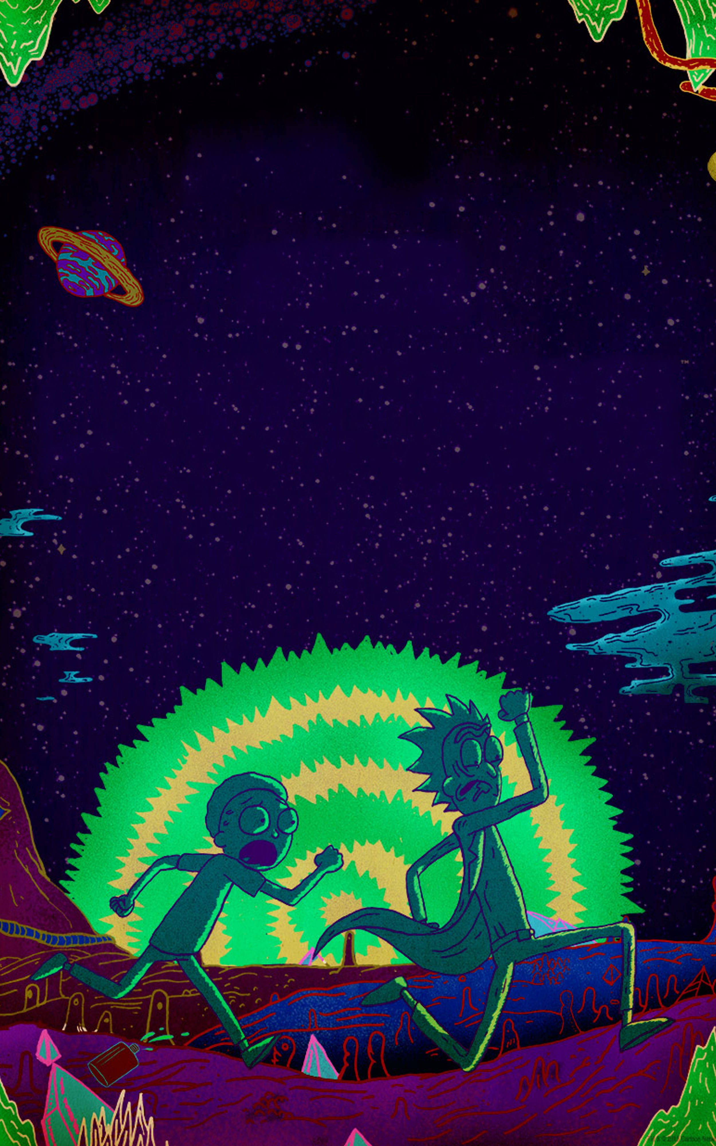 Mobiele Rick En Morty Muurpapier