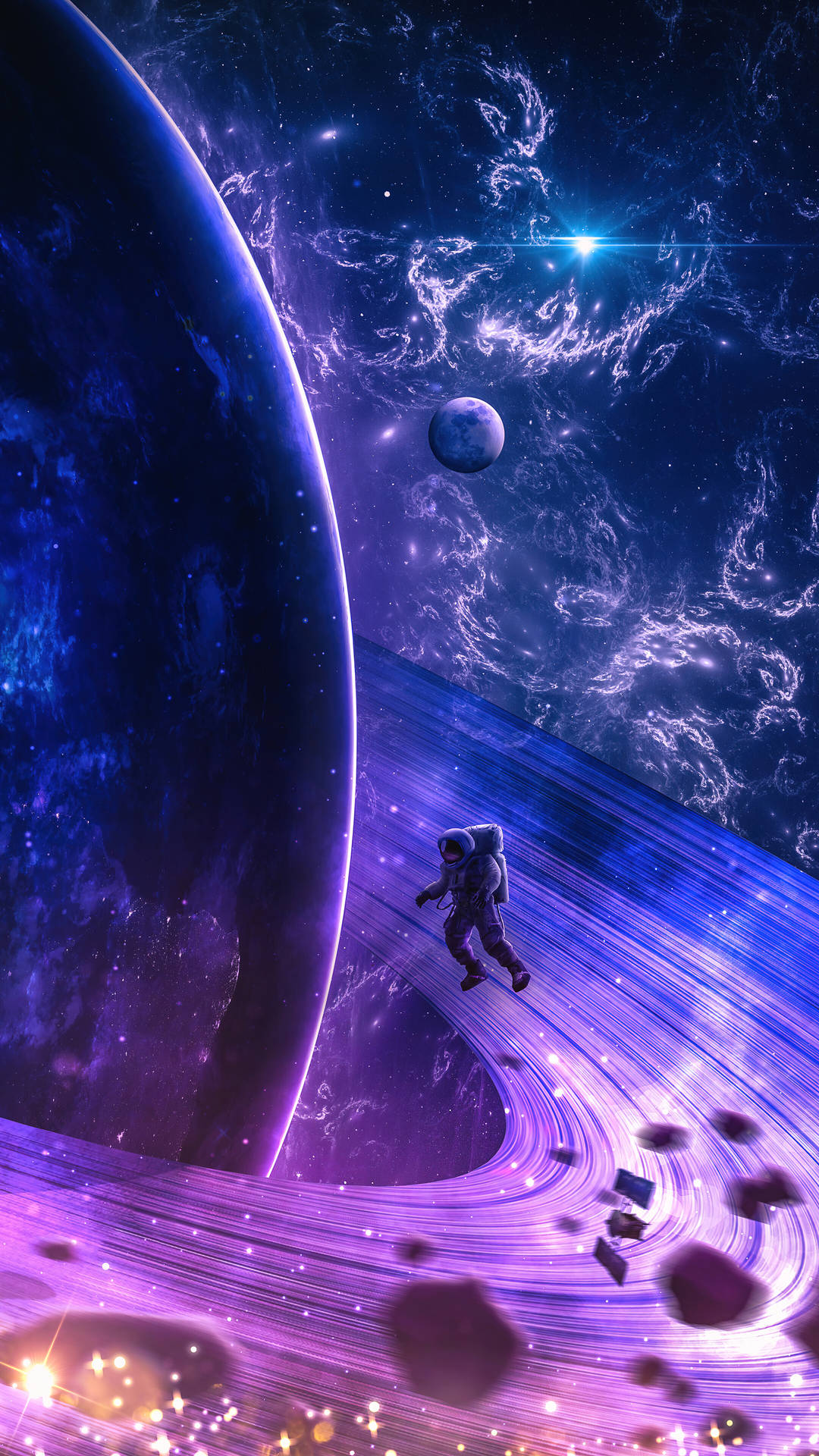 Mobiele Saturnus 4K — 4K ruimte GIF Muurpapier