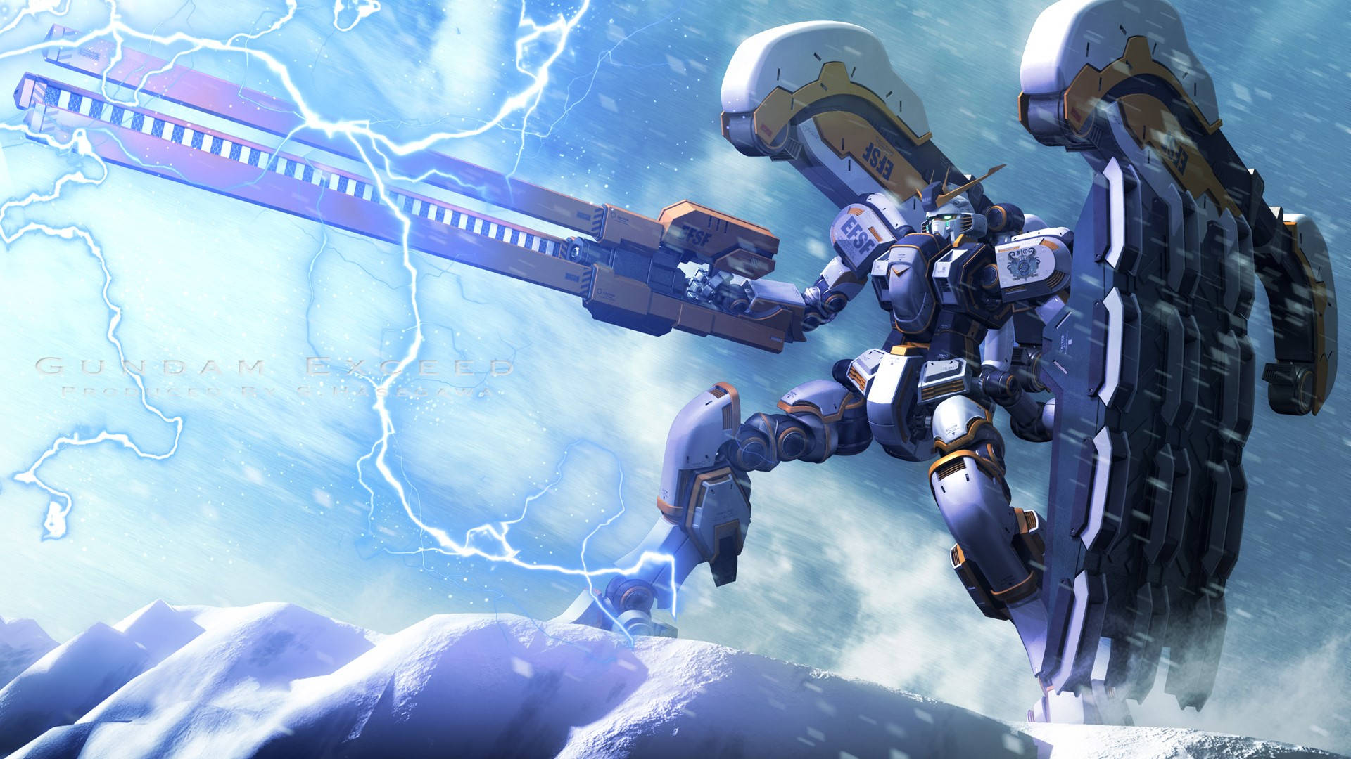 Mobile Suit Gundam met 'n Lang Swaard Muurpapier