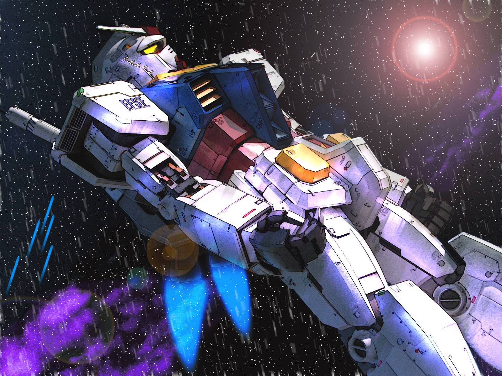 Mobile Suit Gundam in die Reën Muurpapier