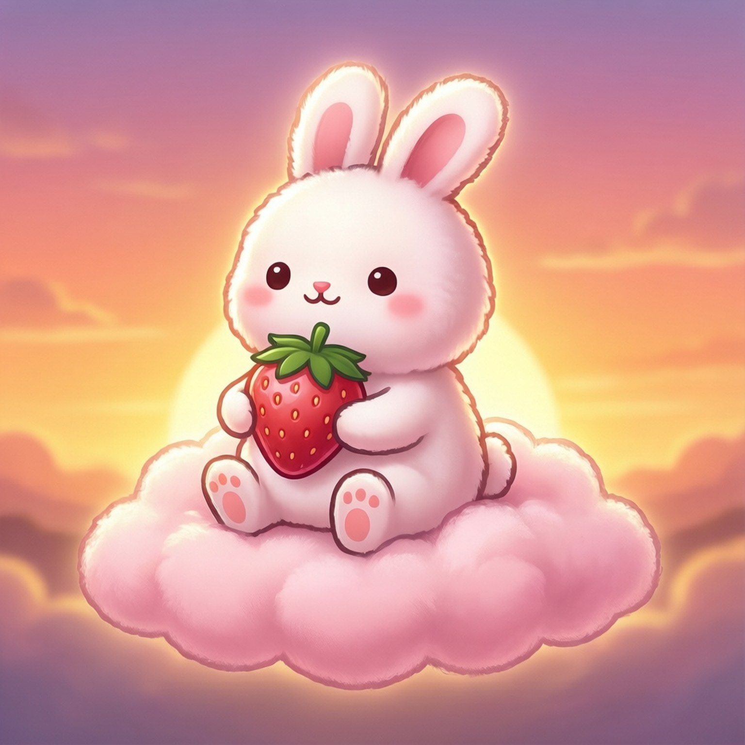 Mochi Bunny Aarbeibos Muurpapier