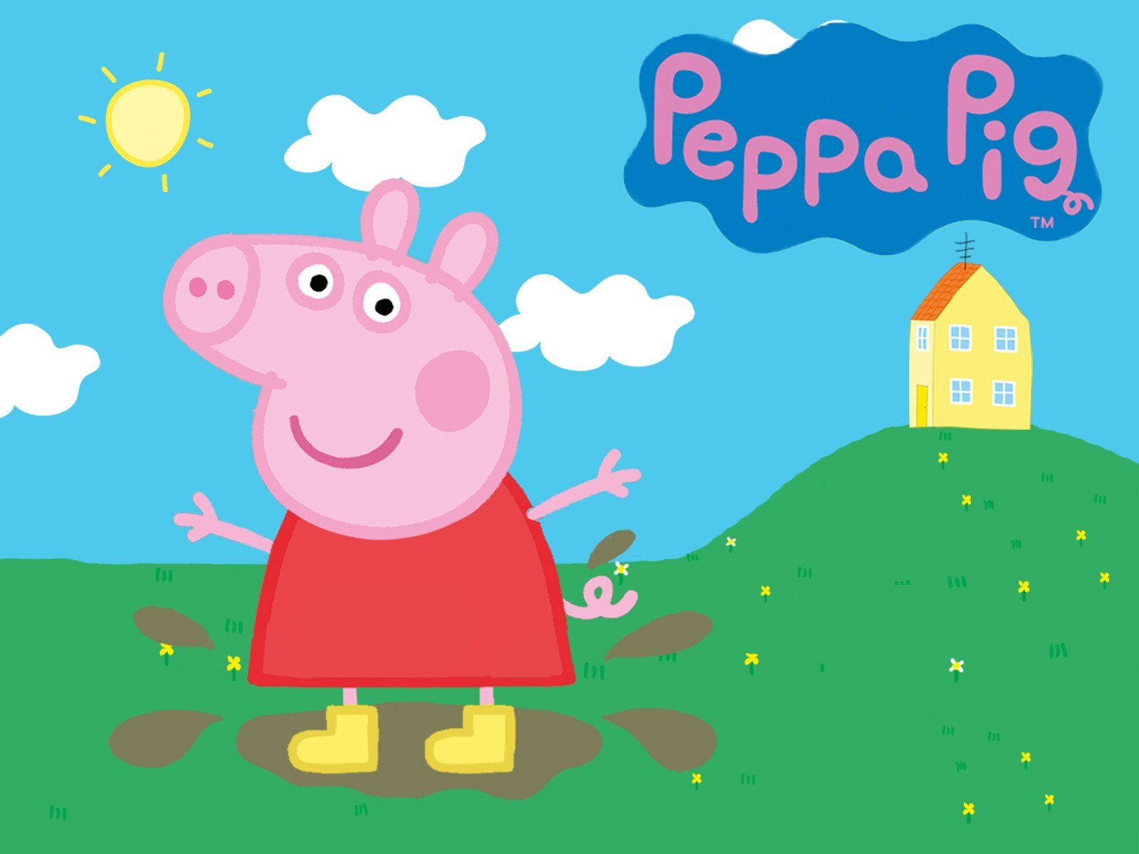Modderige Groenveld Peppa Pig Tabletagtergrond Muurpapier