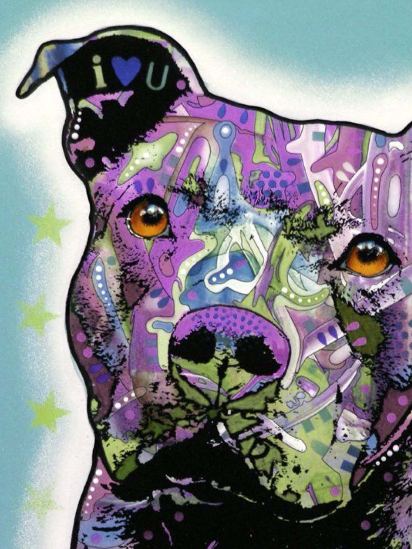 Moderne Kuns Hond Pitbull Prente Muurpapier