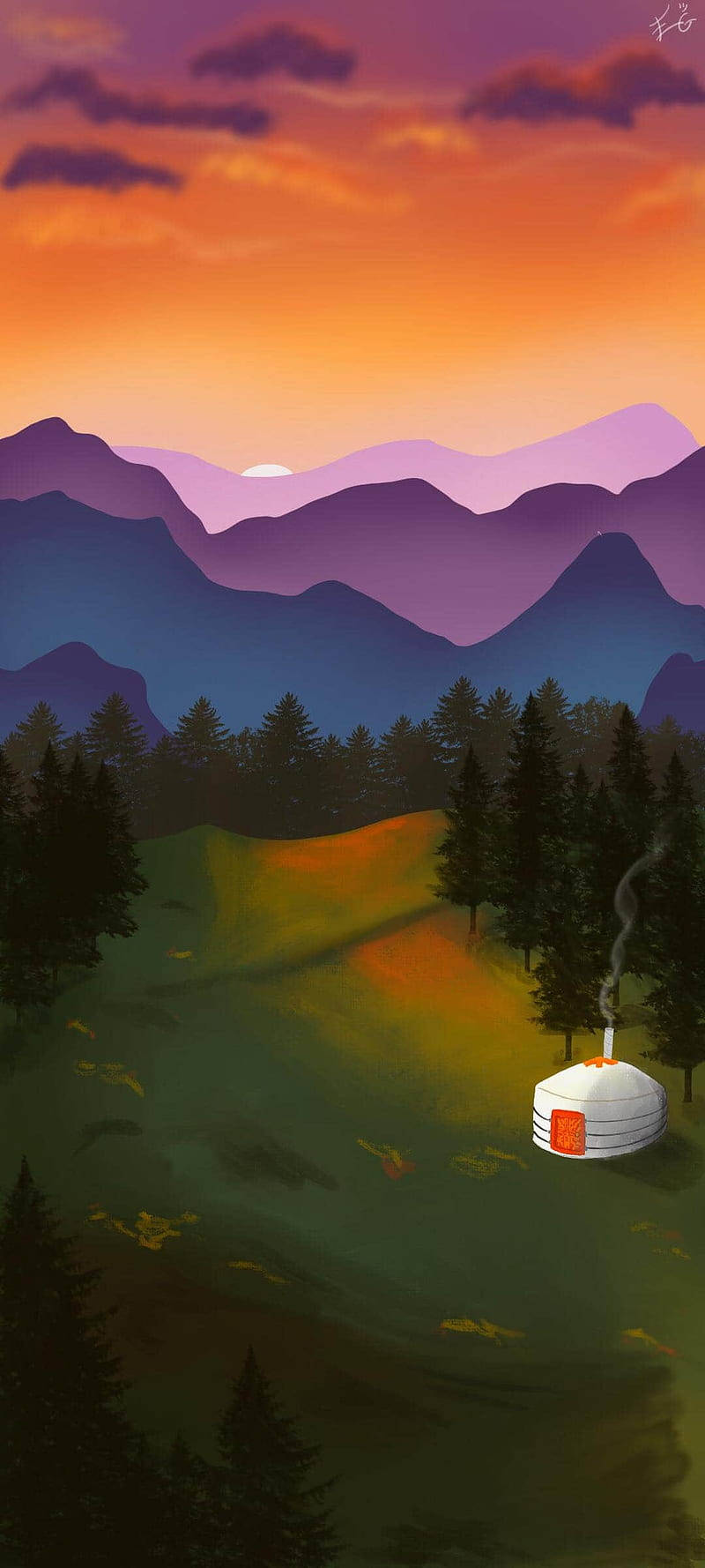 Mongolië Landskapkuns Muurpapier