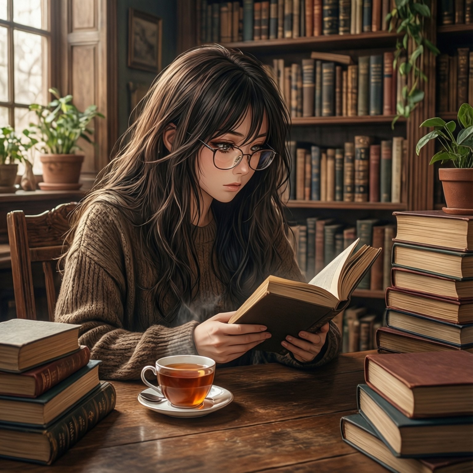 Monika Biblioteeklees Muurpapier