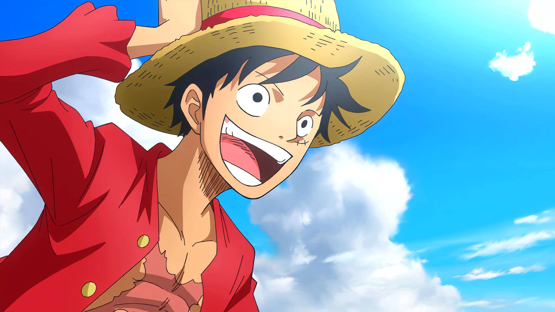 Monkey D. Luffy glimlag onder die hemel Muurpapier