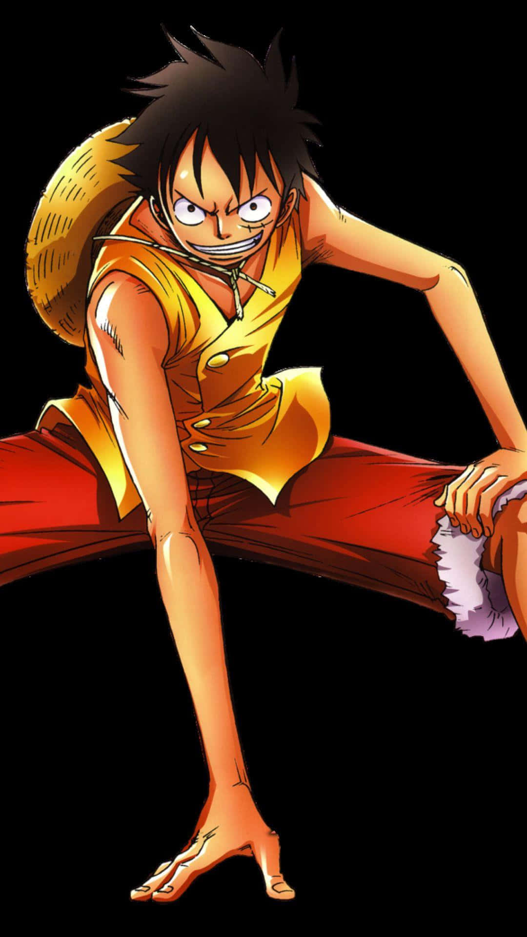 Monkey D Luffy gereed om in die Grand Line te vaar. Muurpapier