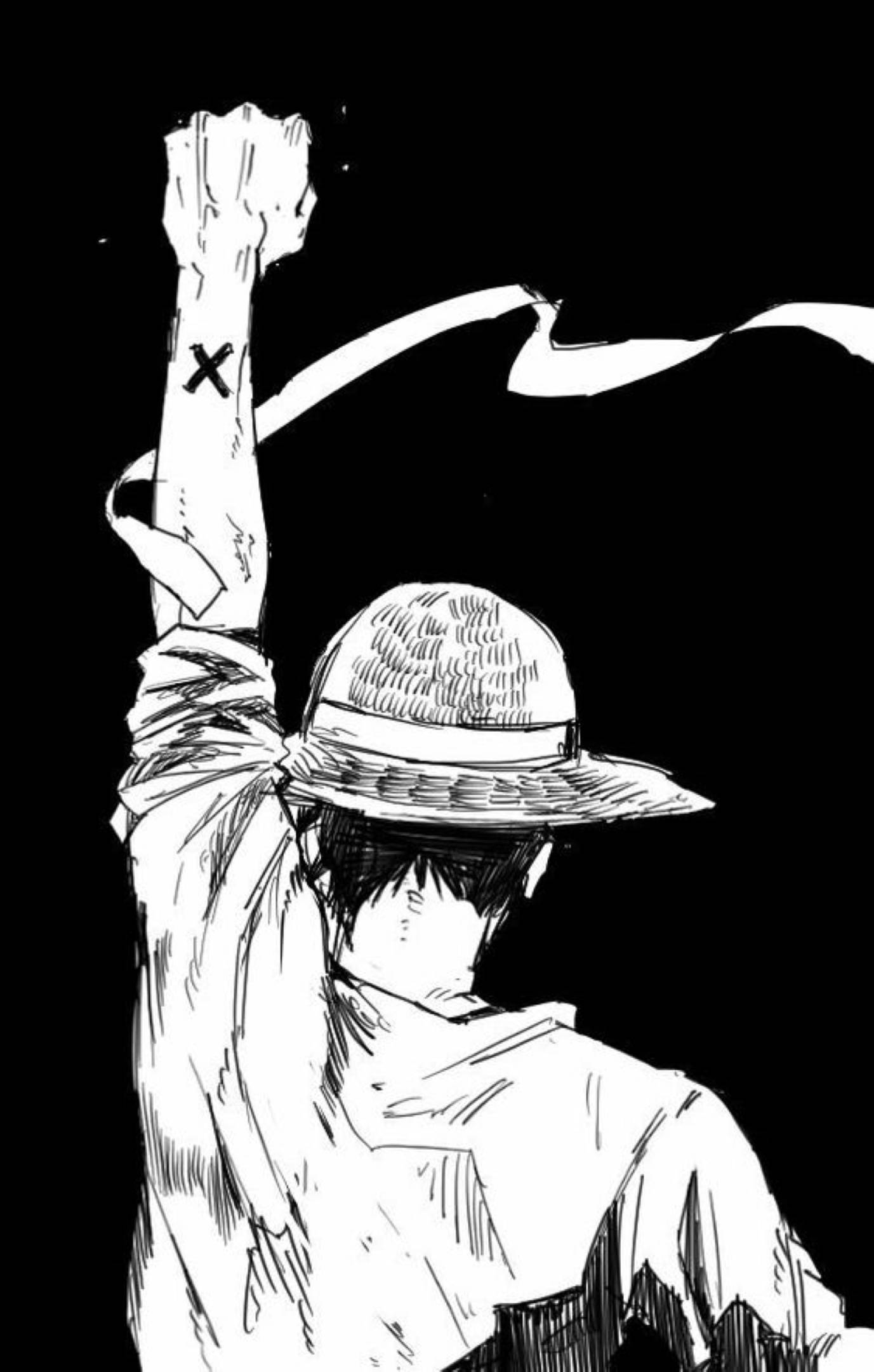 Monkey D Luffy Rug Sketskuns Muurpapier