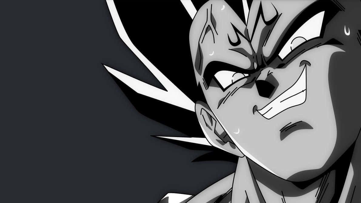 Monochroom Dragon Ball Majin Vegeta Glimlag Muurpapier