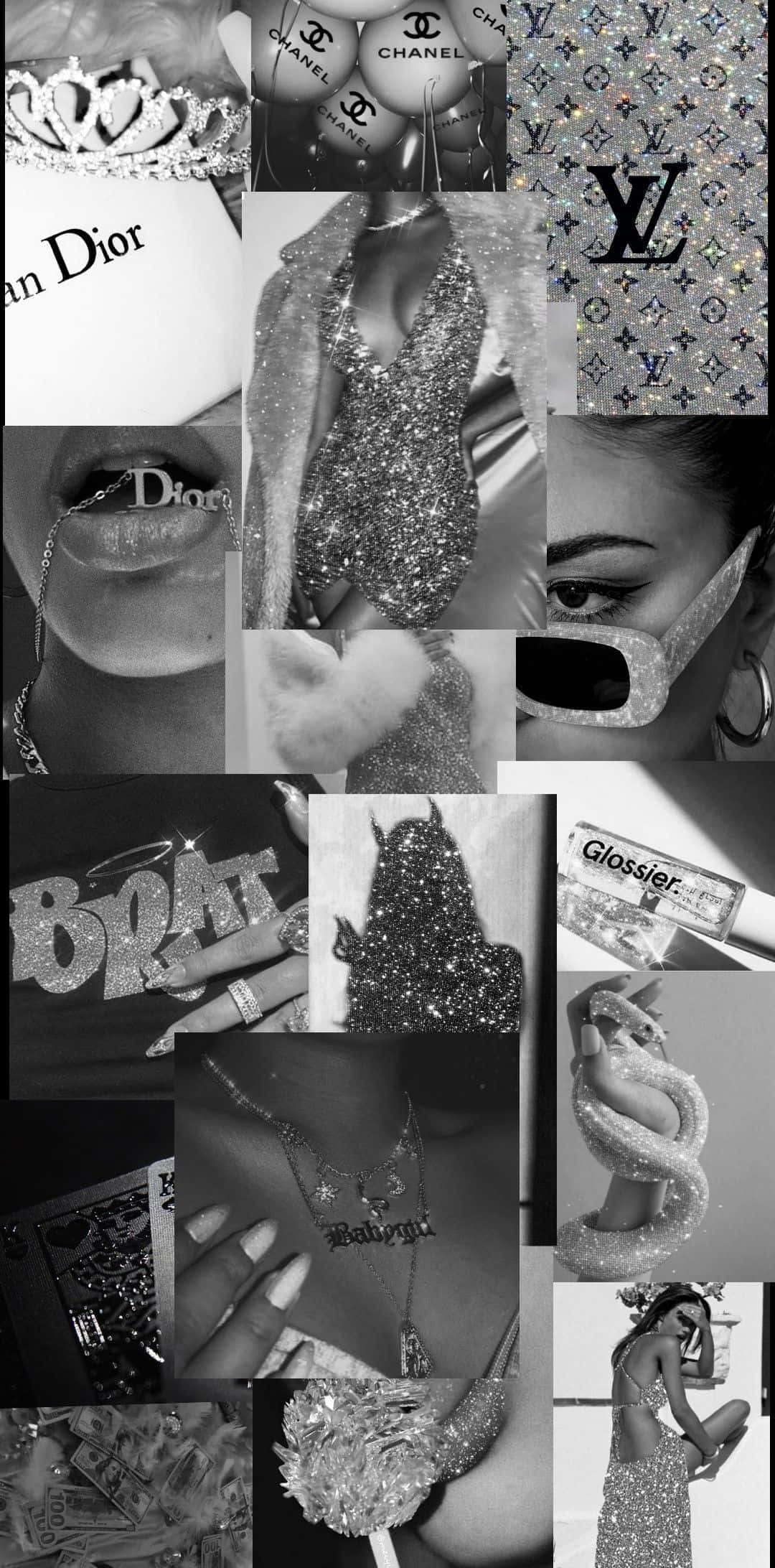 Monochroom Partytjie Baddie Collage iPhone Muurpapier