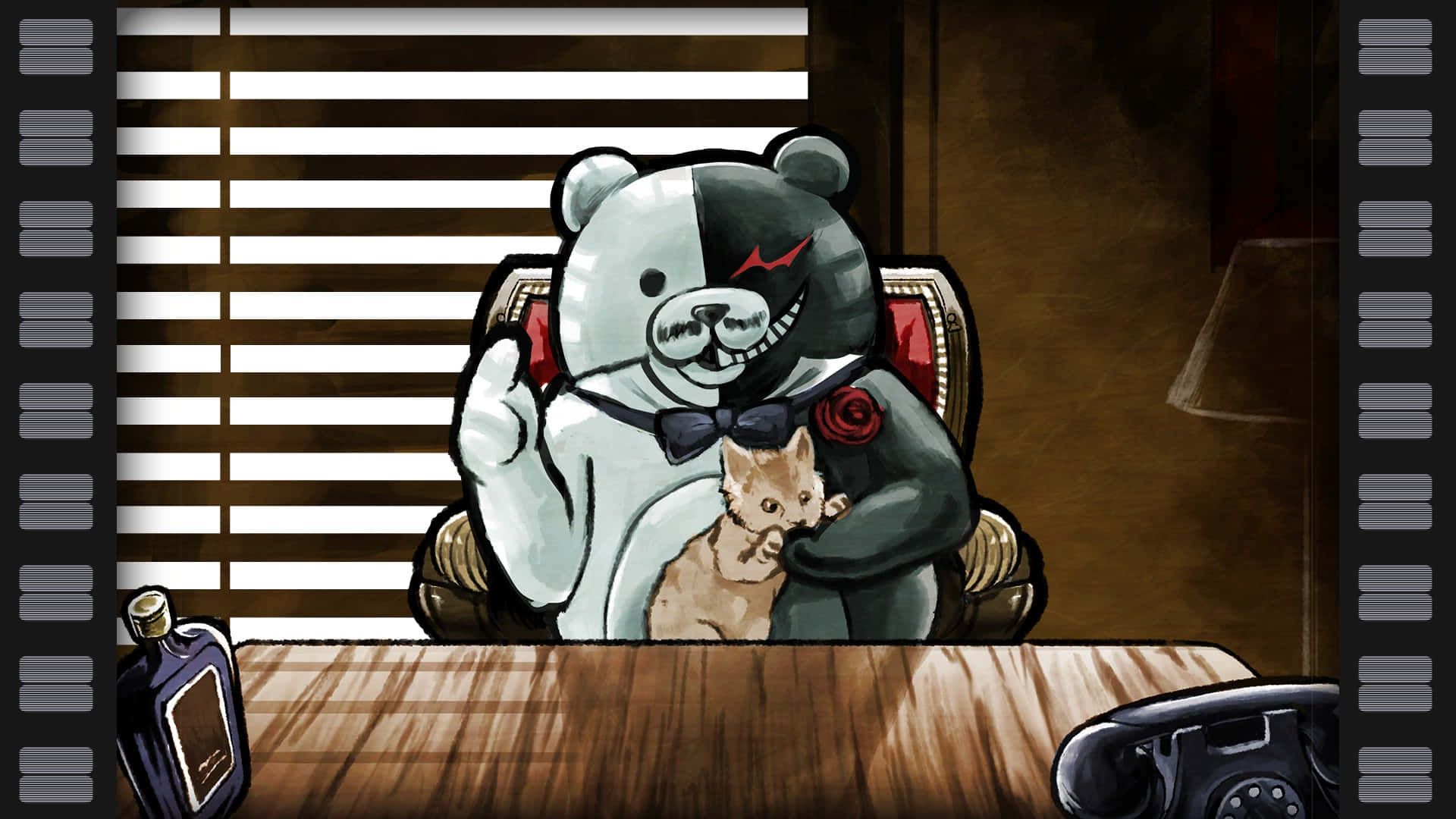 Monokuma Met 'n Troetelkat Muurpapier