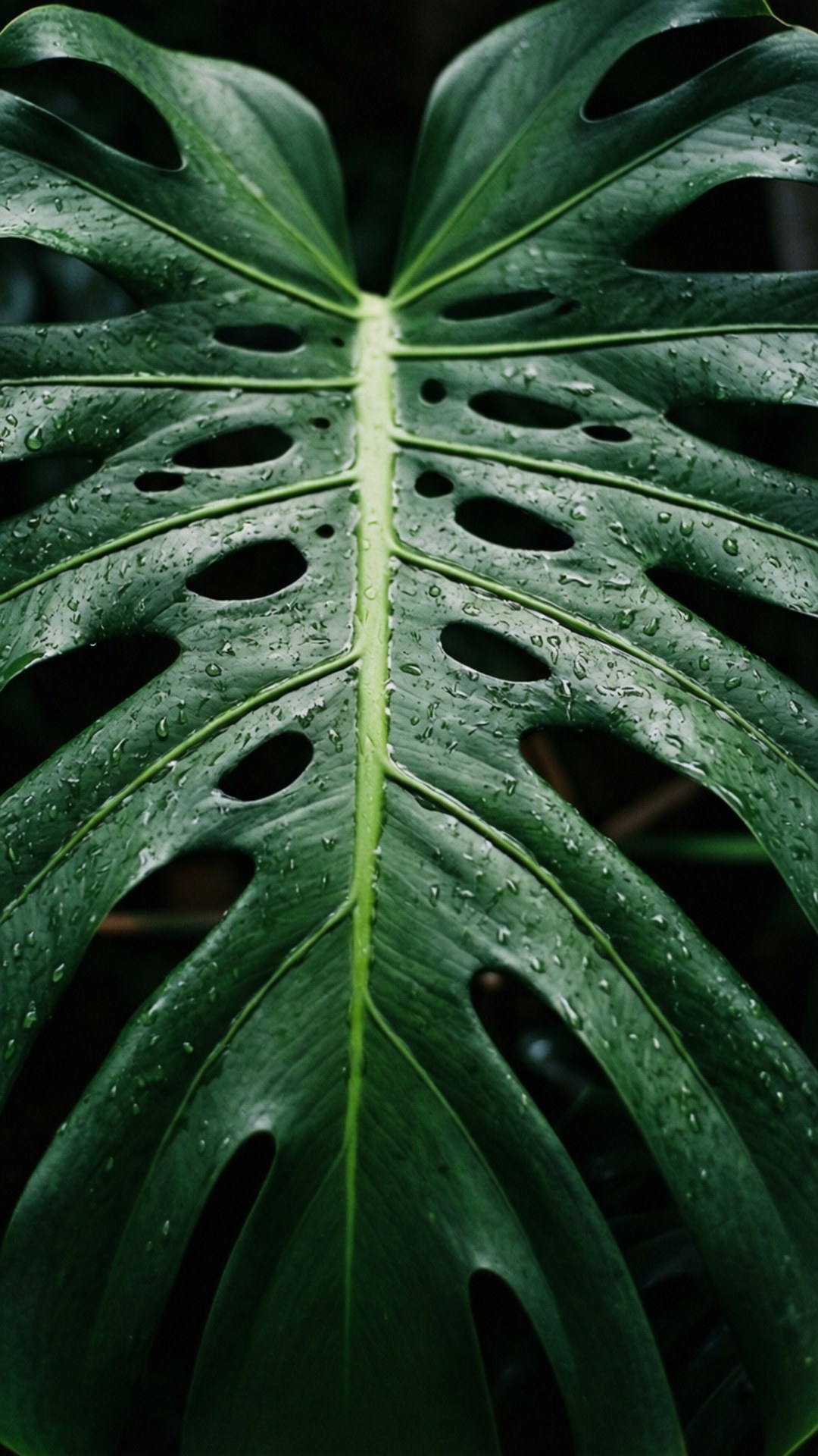 Monstera Reëndruppels Muurpapier