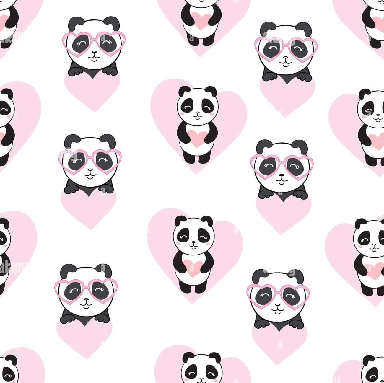 Mooi Liefie Panda Hart Vektor Muurpapier