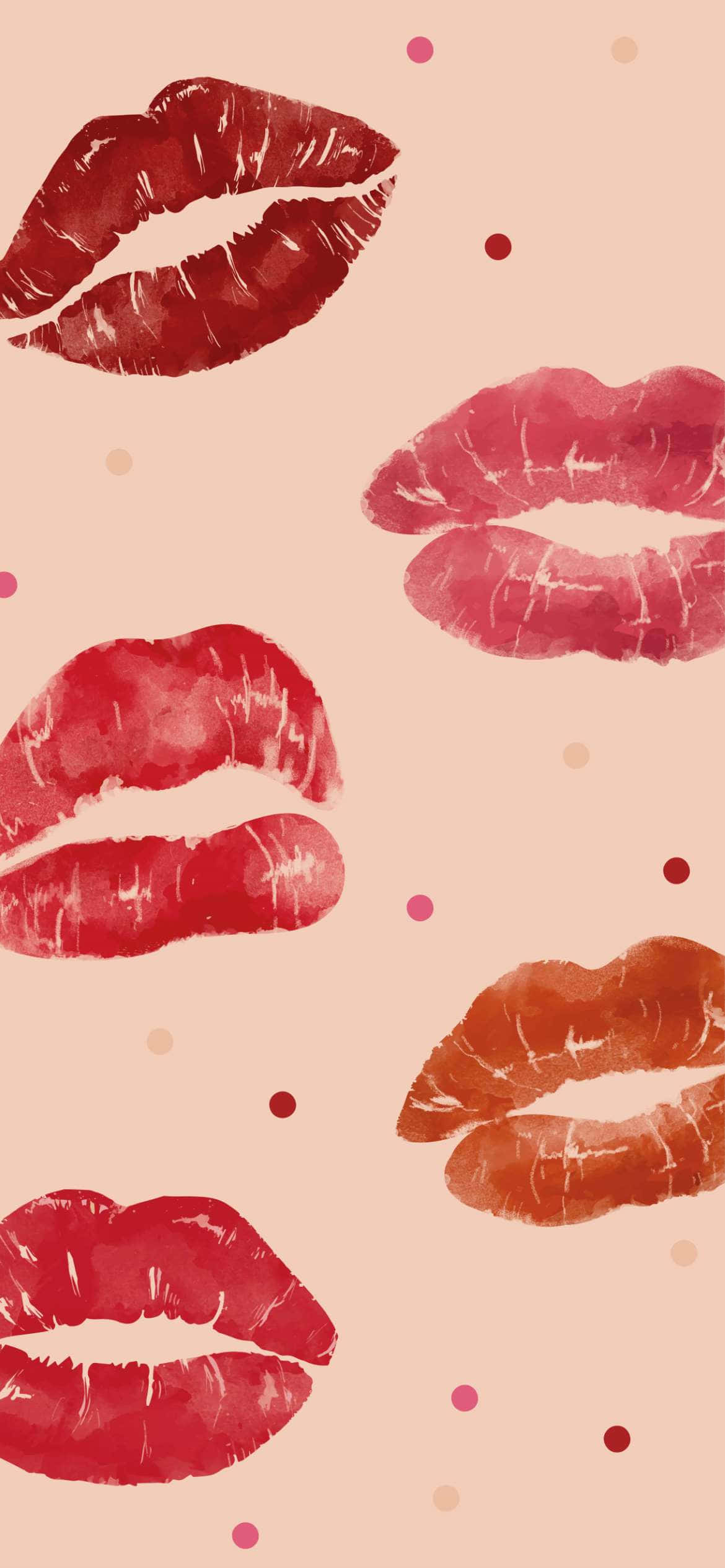 Lieflike Meisie Lipstiffie Estetiese Valentynsdag Muurpapier