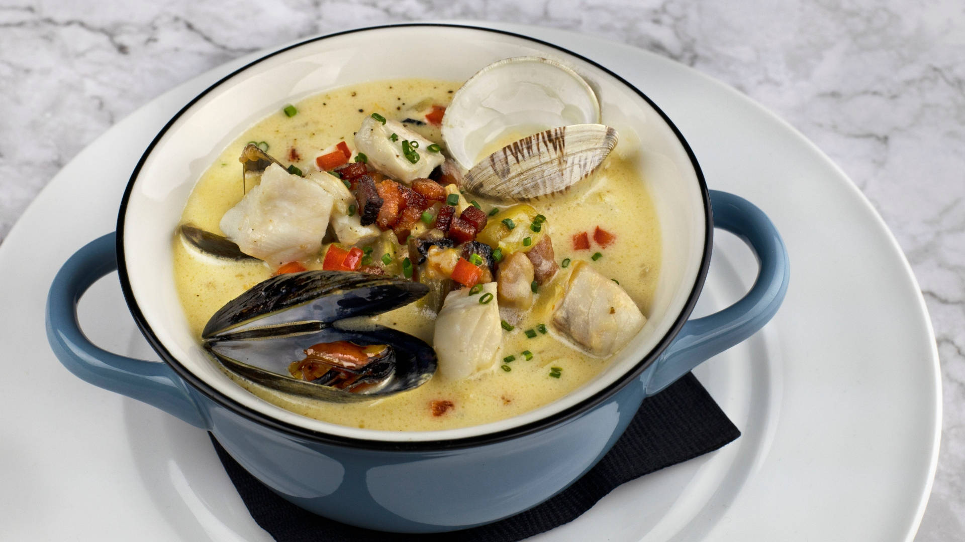 Mossels En Clams Chowder Muurpapier
