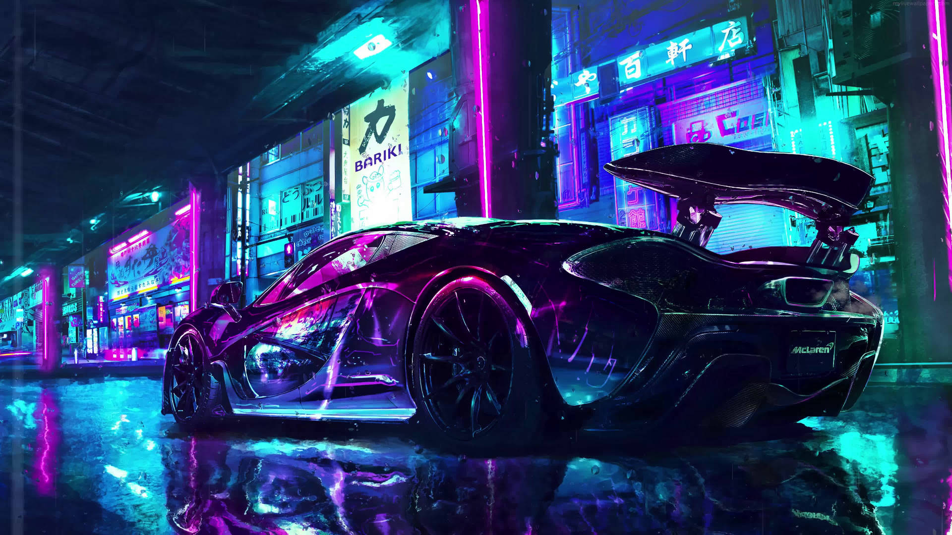 Motor 4k Mclaren retro wave agtergrond — Koel motors Muurpapier