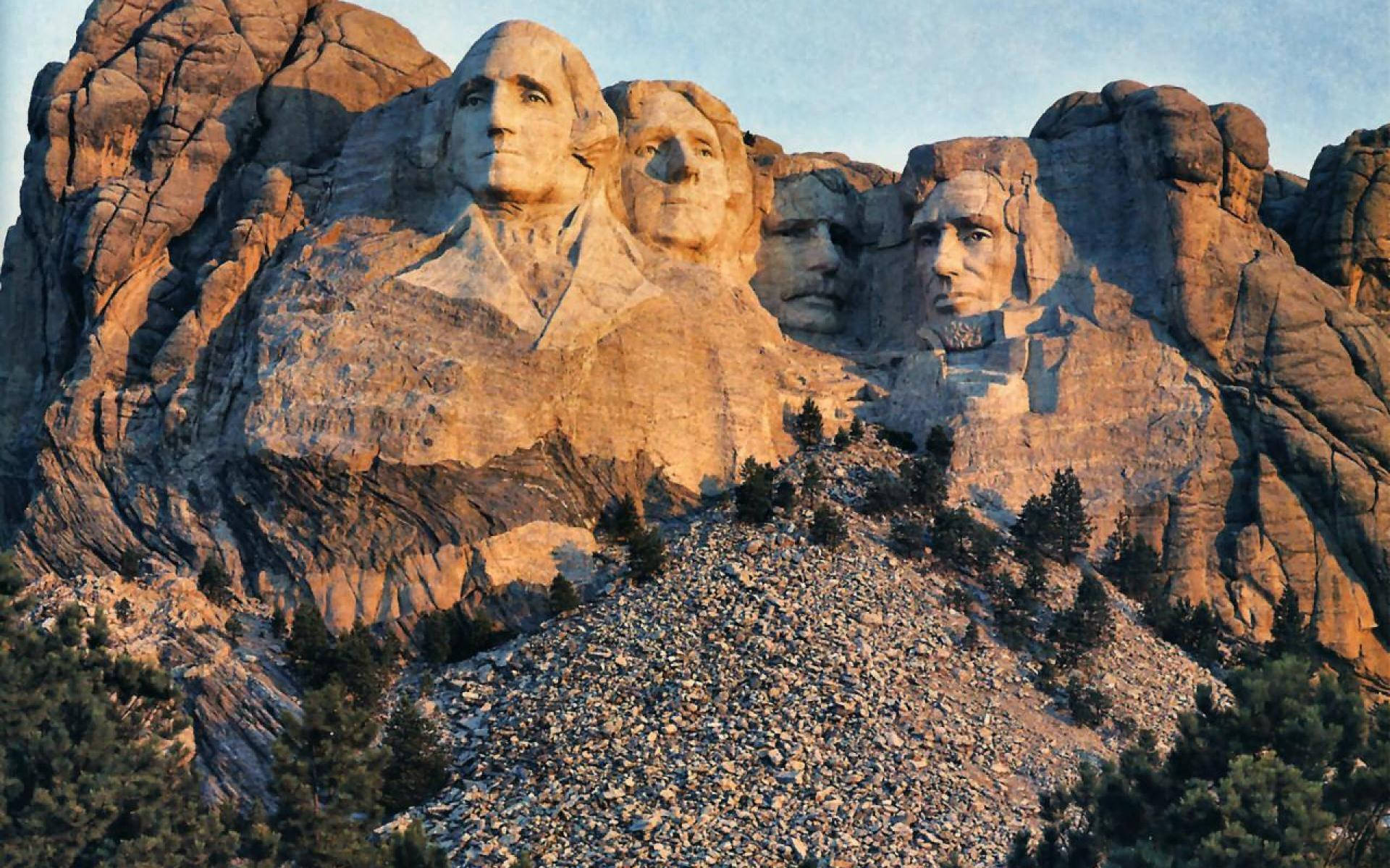 Mount Rushmore gedurende die goue uur Muurpapier