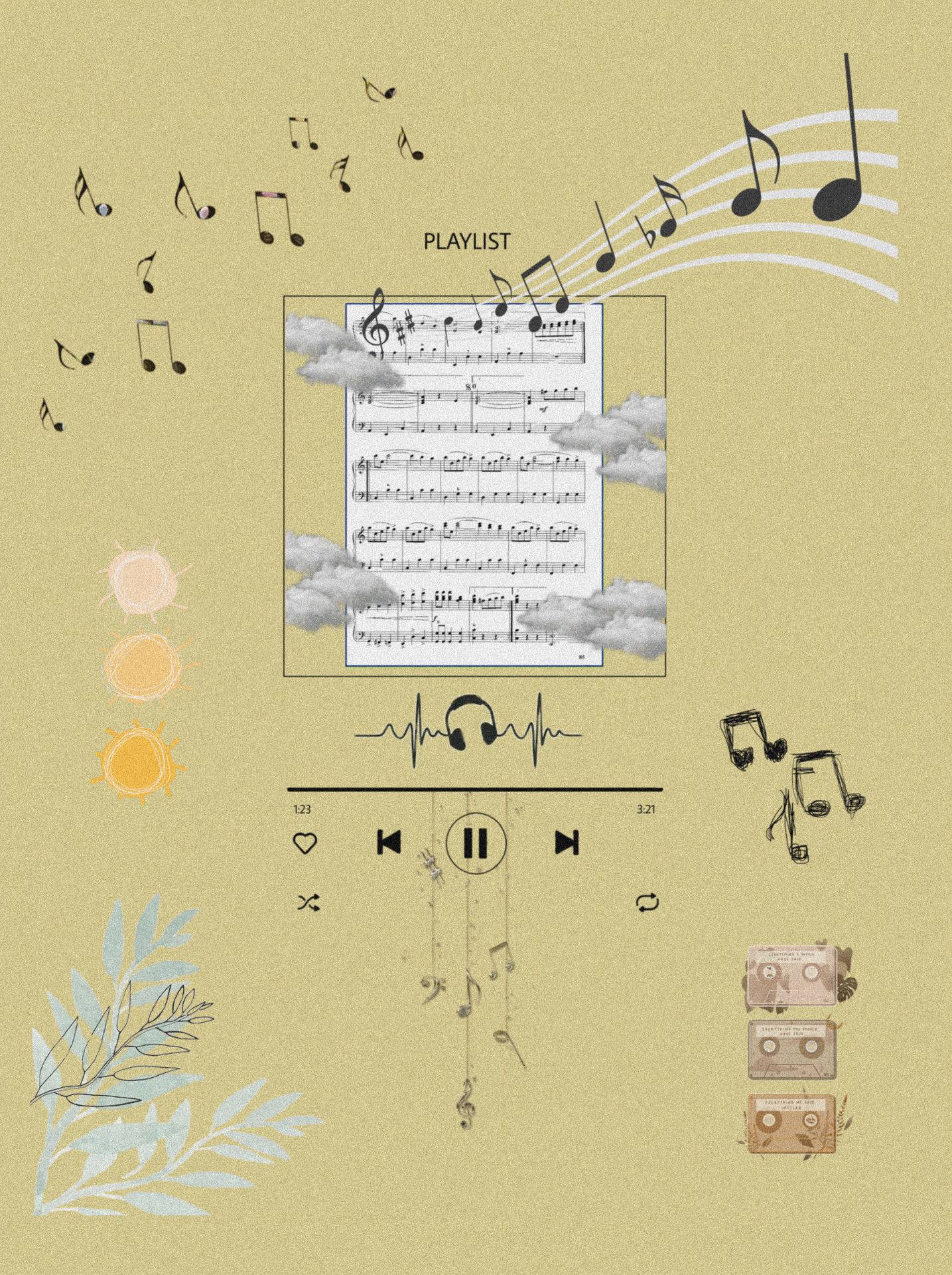 Musiek Estetiese Digitale Kuns Muurpapier