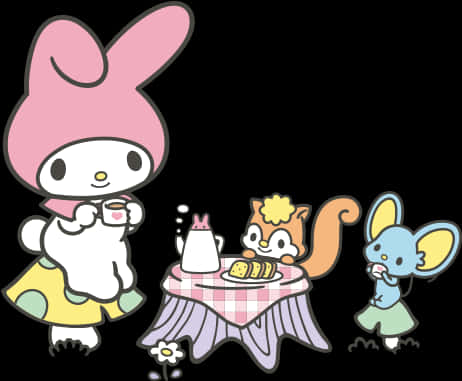 My Melody en Vriende Teepartytjie Muurpapier