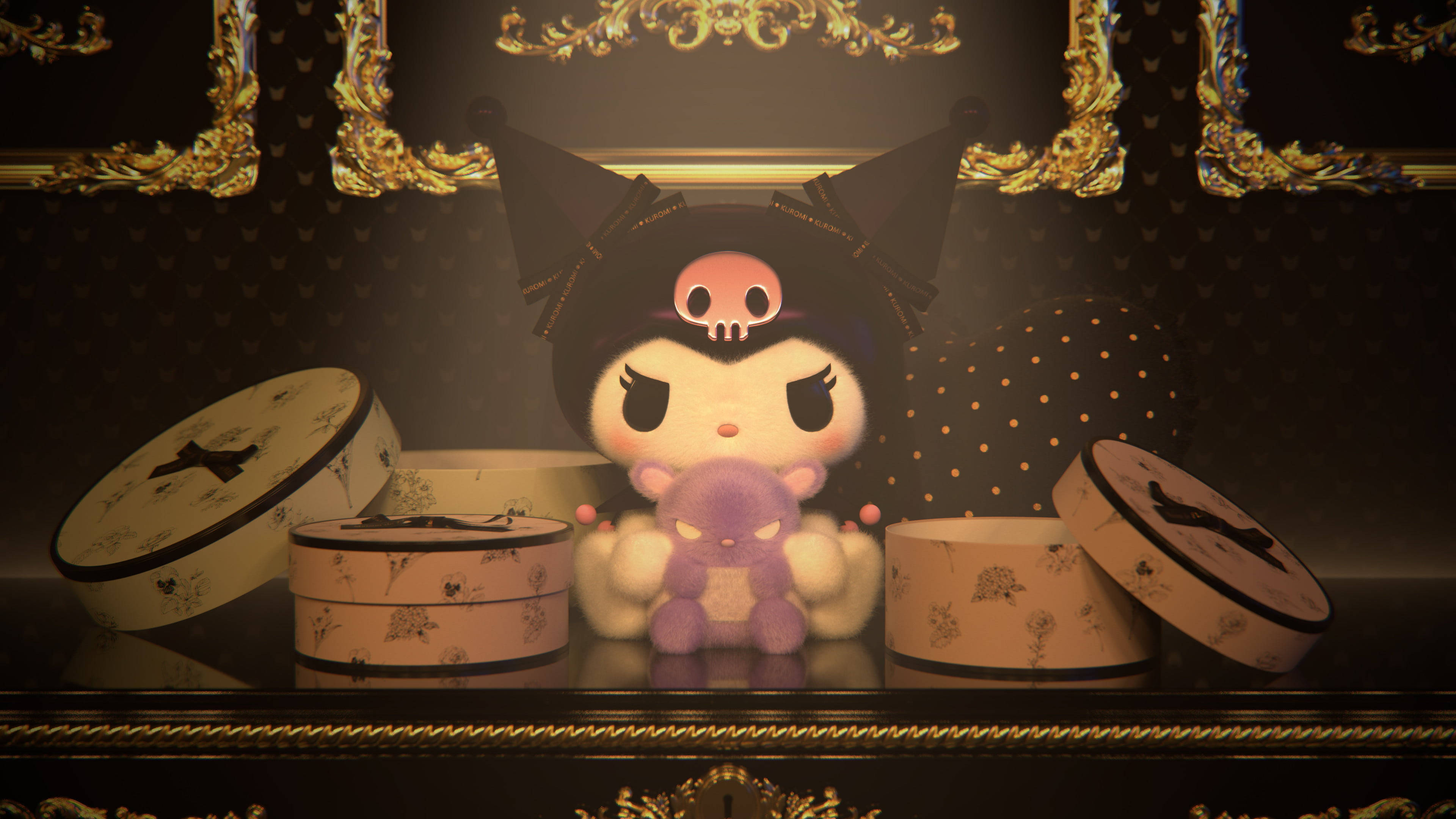 My Melody Kuromi Maak Geskenkbokse Oop Muurpapier