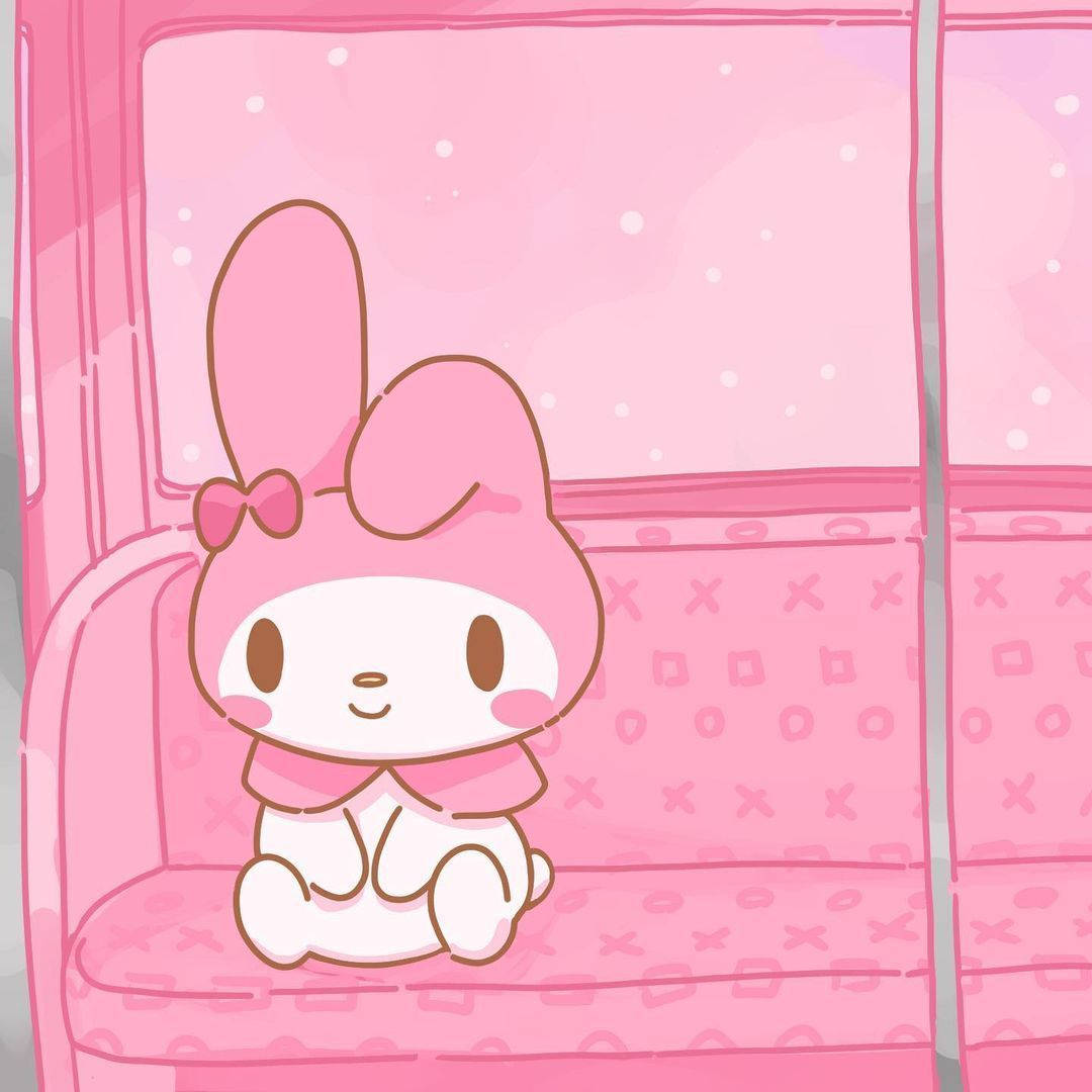 My Melody op Pienk Bank Profielfoto Muurpapier