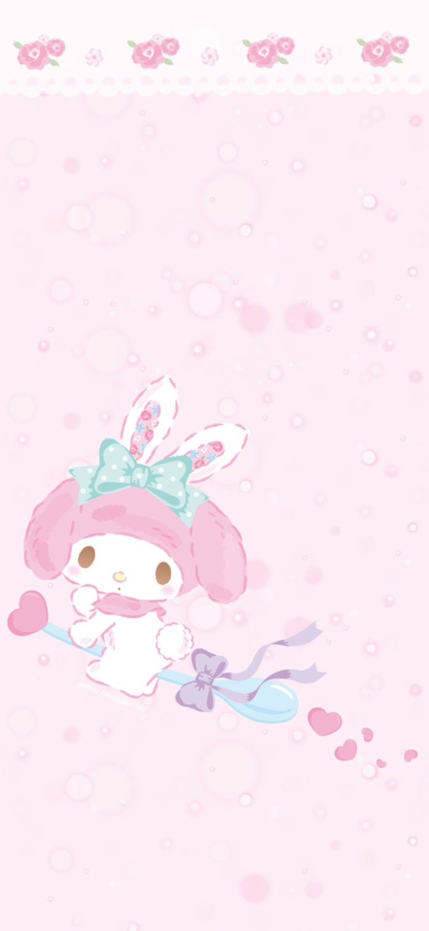 My Melody Ry Op 'n Lepel Muurpapier