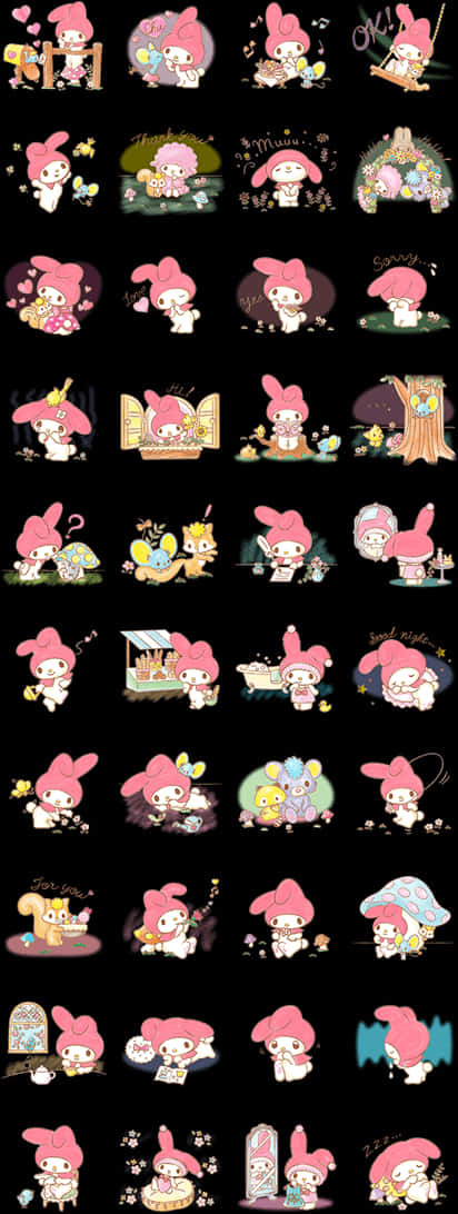 My Melody Uitdrukkings en Aktiwiteite Versameling Muurpapier