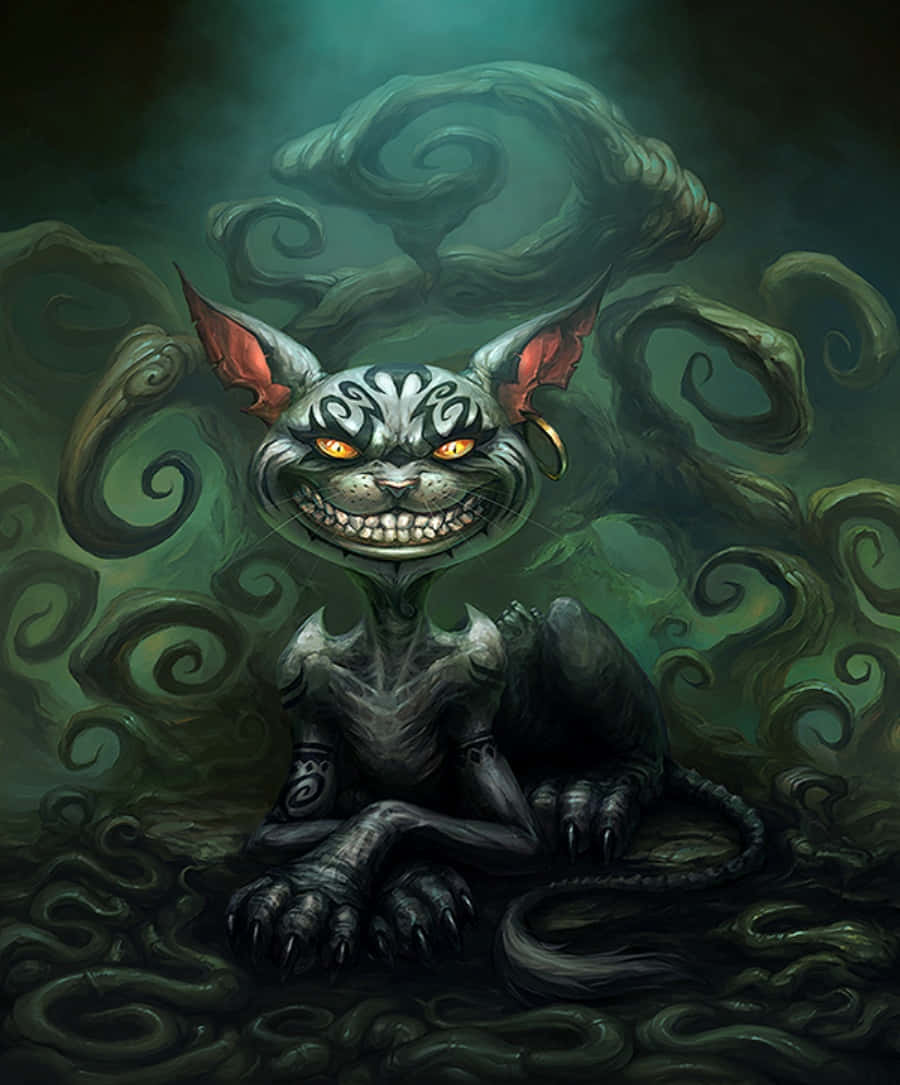'n Aanloklike Grynslag - Die Cheshire Kat Muurpapier