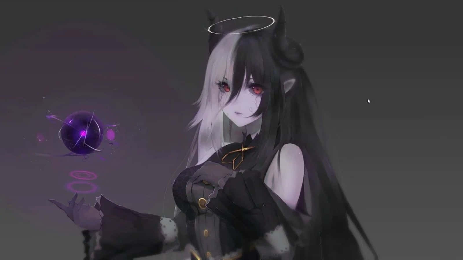 'n Anime-demon wat in die skaduwees skuil Muurpapier