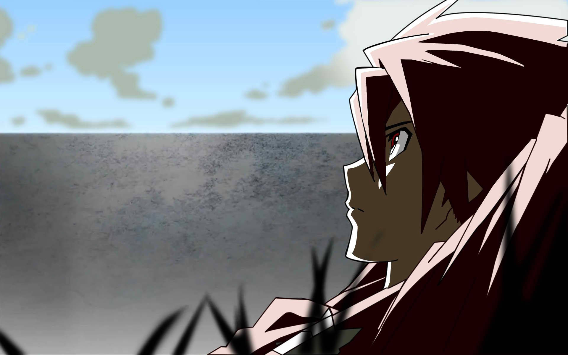 'n Anime-meisie wat in die Gras Lê Muurpapier