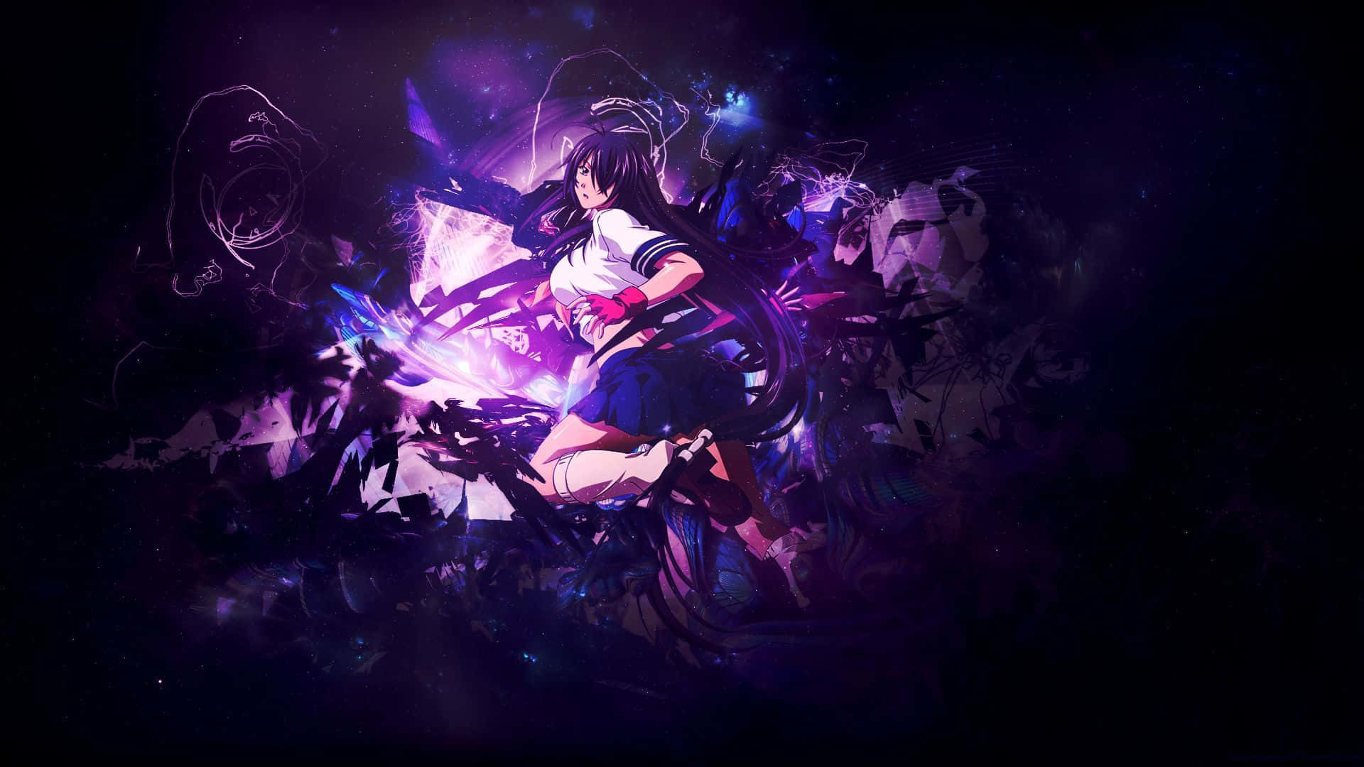 'n Asemrowende toneel van 'n fantastiese pers anime-wêreld Muurpapier