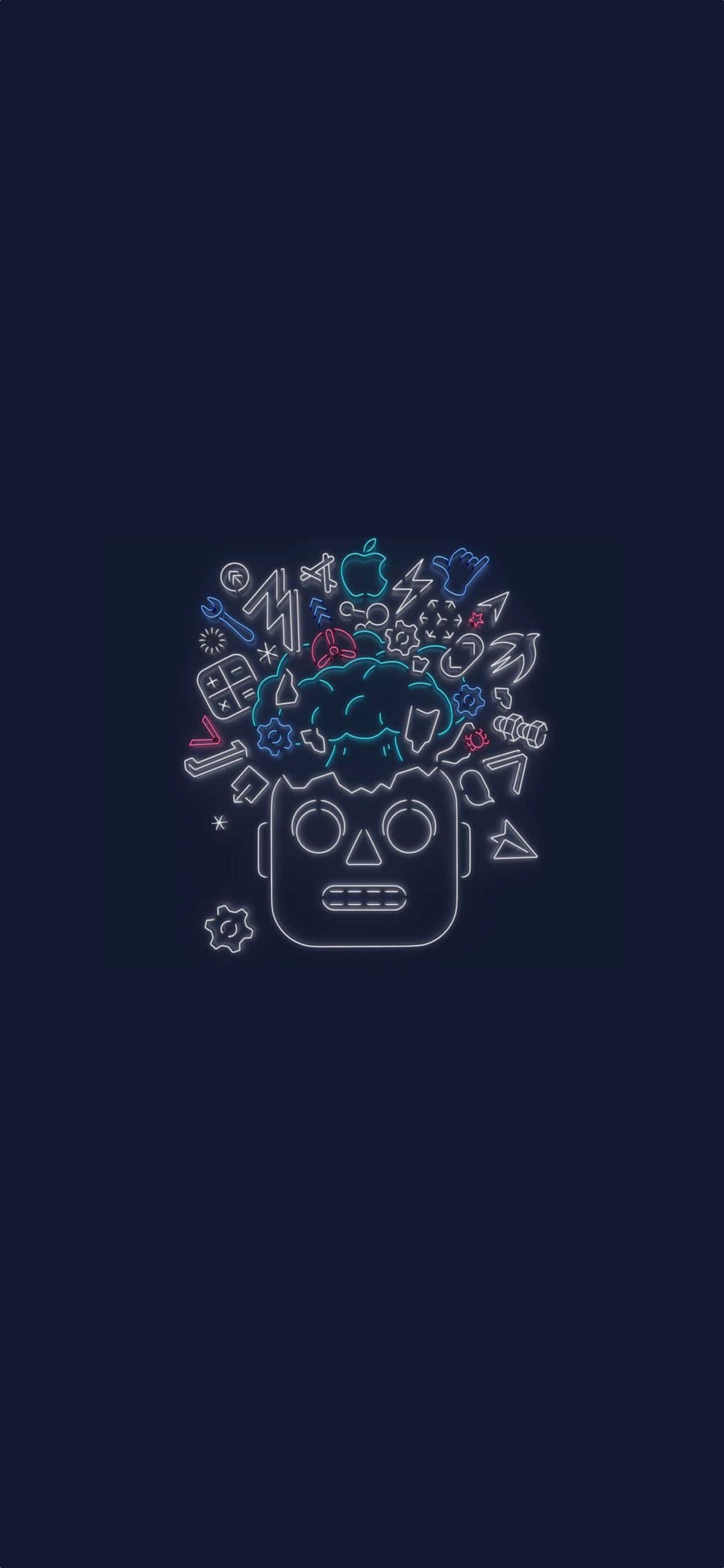 'n beeld van 'n Apple-logo met 'n klomp verskillende voorwerpe Muurpapier
