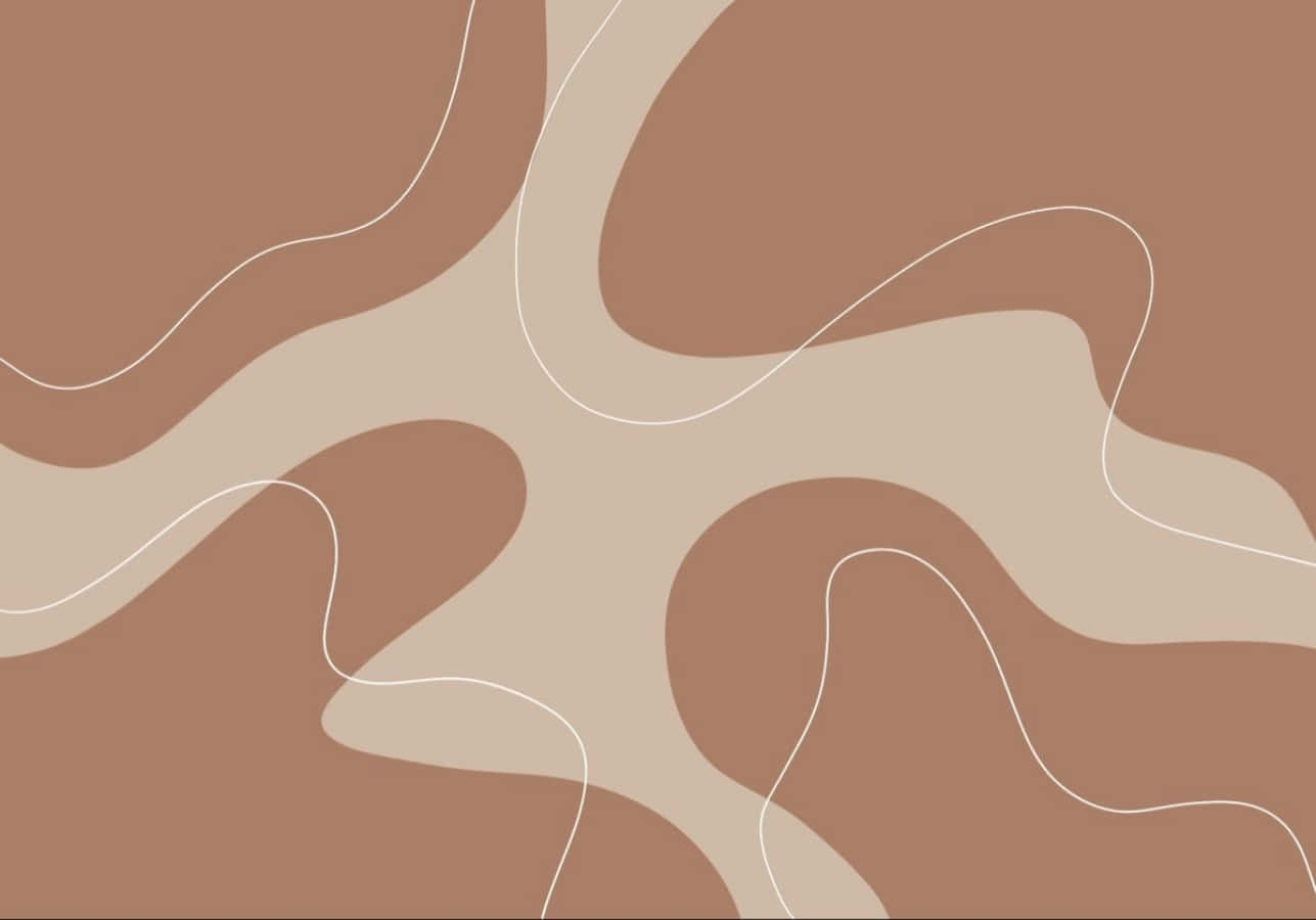 'n Beige en bruin abstrakte patroon met golwende lyne Muurpapier