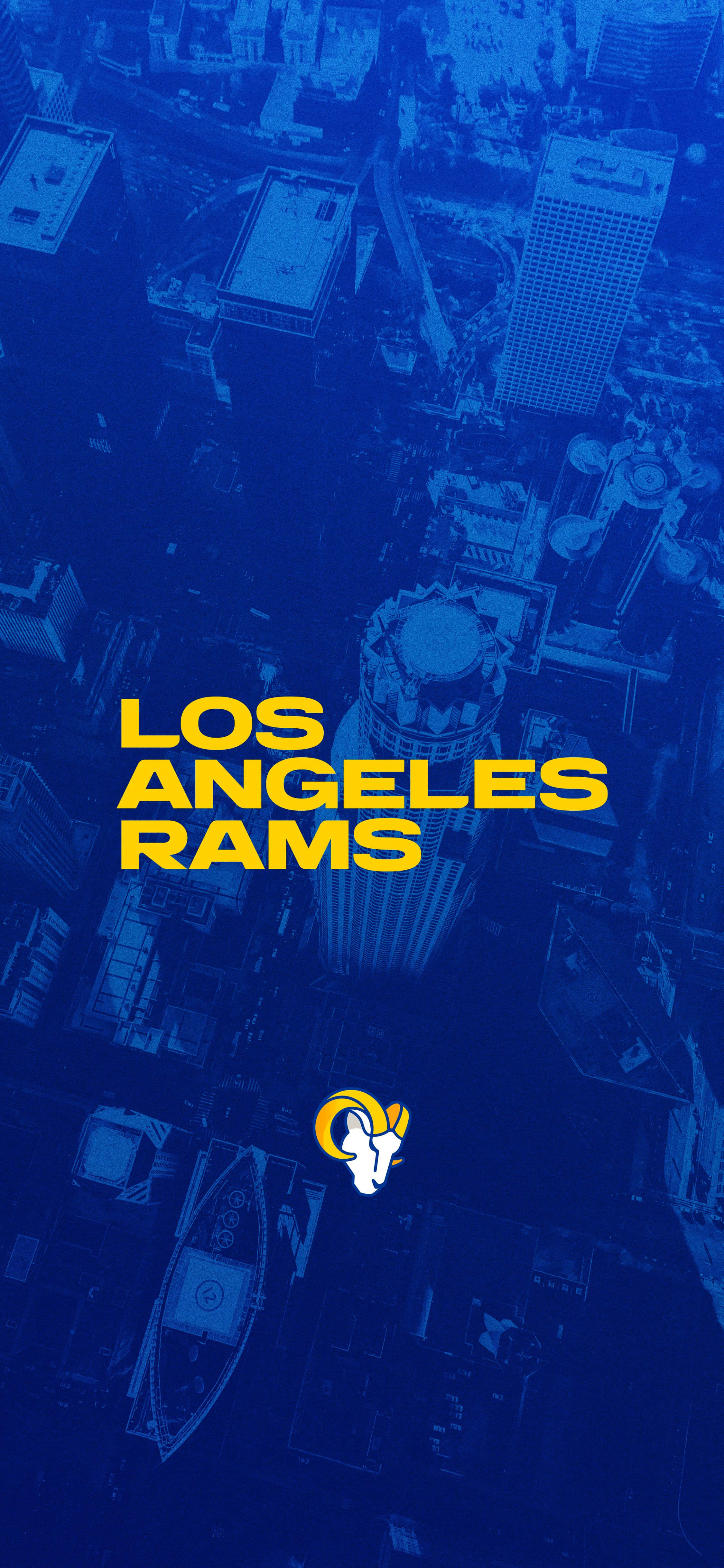 'n Blou en geel agtergrond met die woorde los angeles rams Muurpapier
