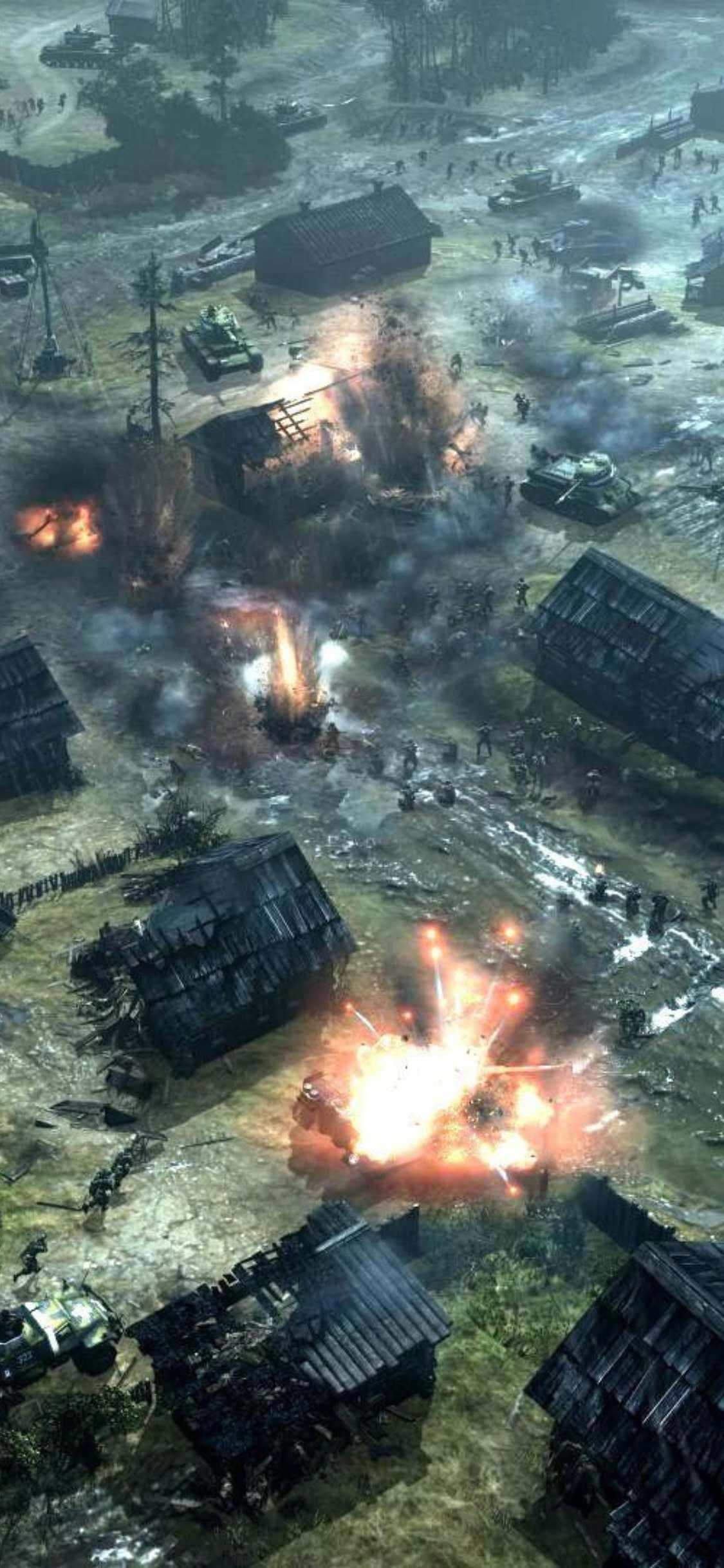 'n Boeiende Oorlogspeletjie op iPhone XS: Company of Heroes 2 Muurpapier