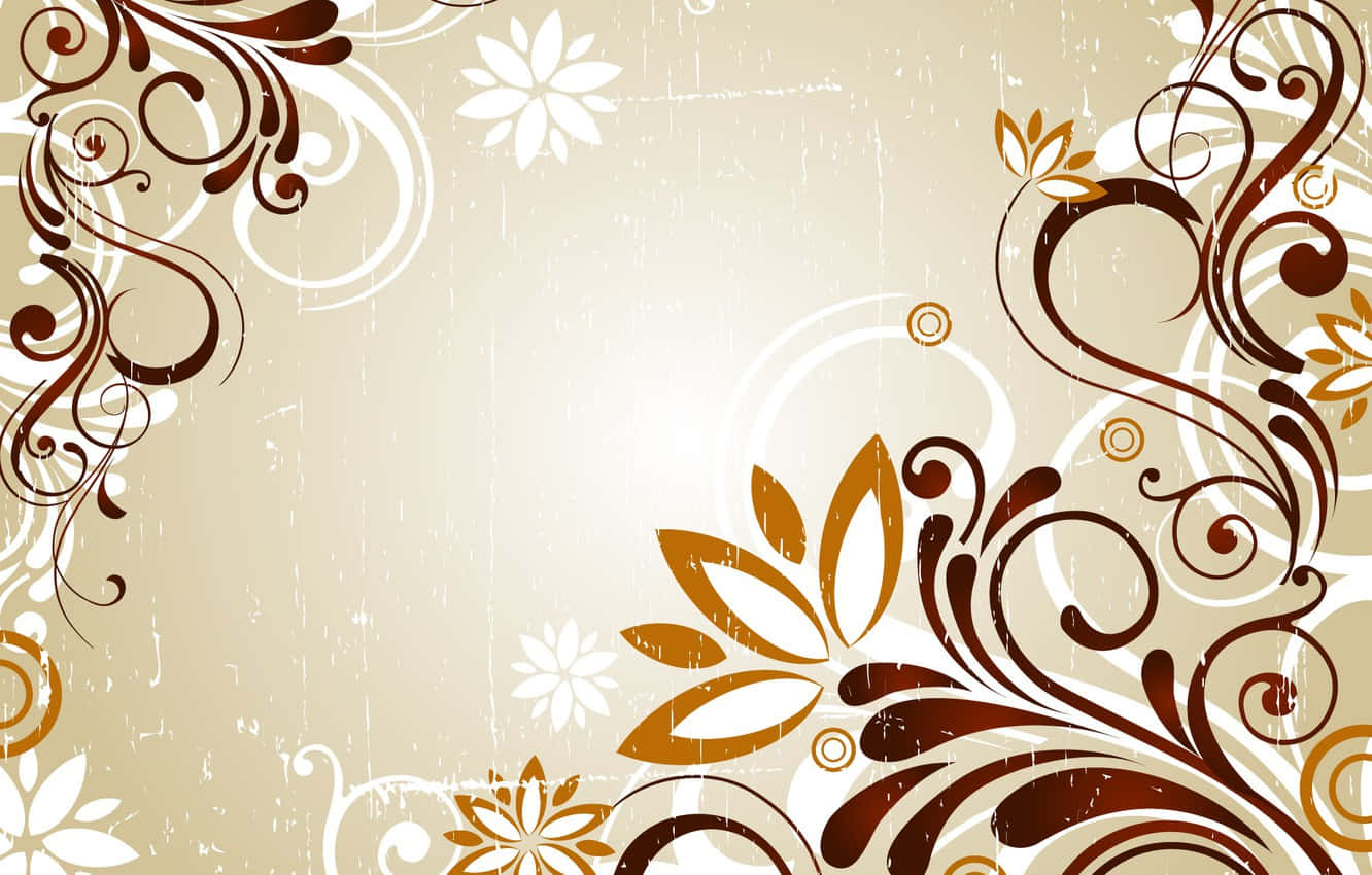 n bruin en wit blomme-agtergrond met blomme Muurpapier