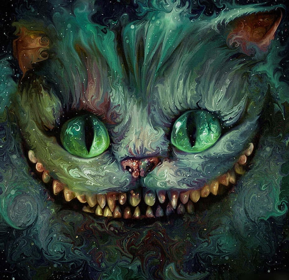 'n Cheshire-kat staar wydogig Muurpapier