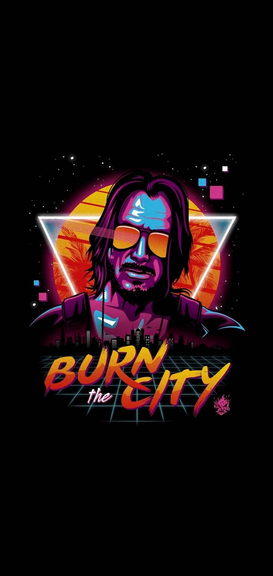 'n Donker Kubersentriese Toekoms met Keanu Reeves Muurpapier