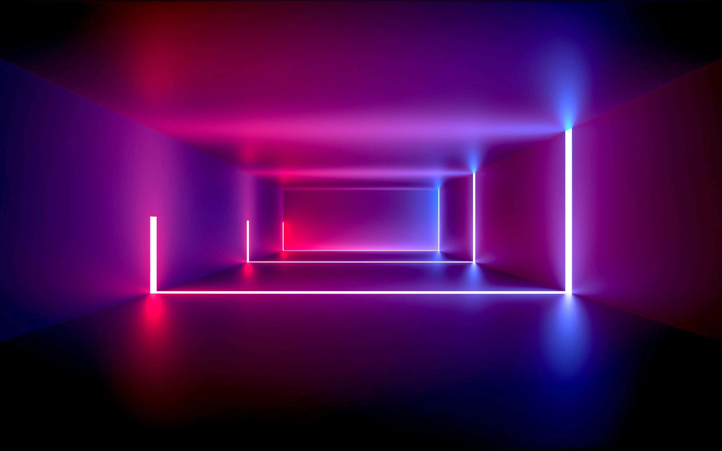 'n donker tonnel met neonligte Muurpapier
