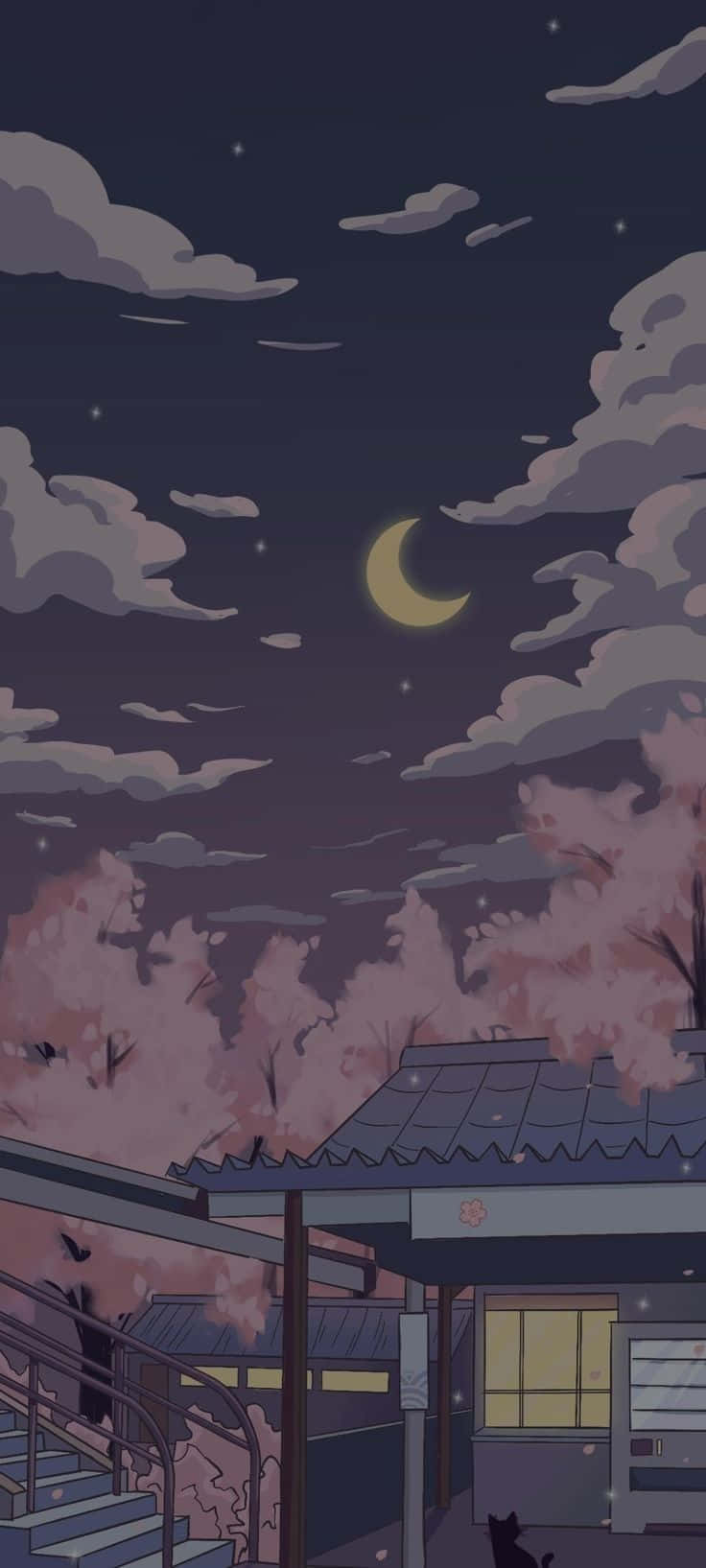 'n Estetiese Anime-agtergrond met Ongelooflike Visuele Beelde Muurpapier