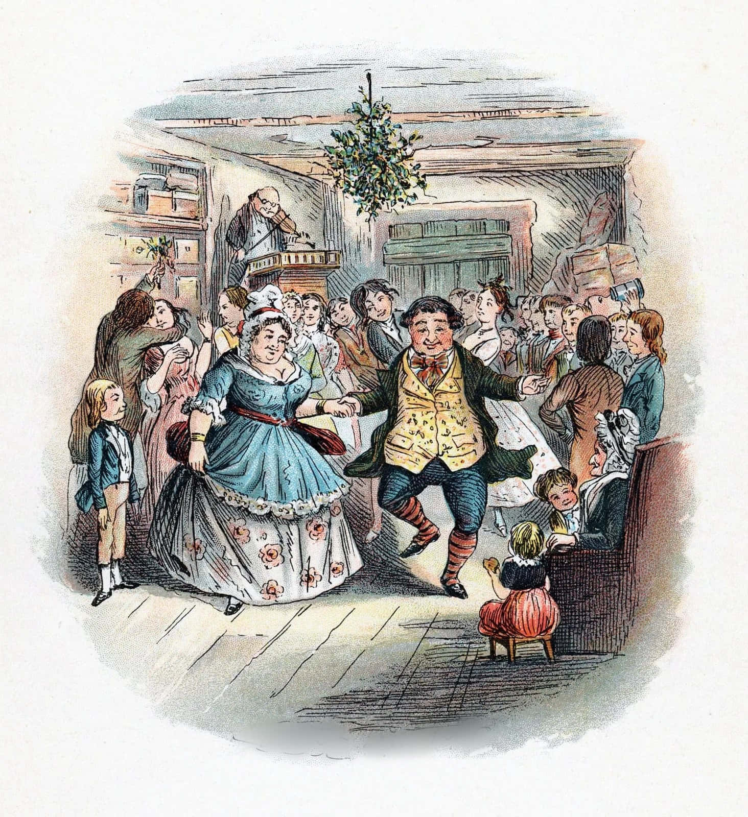 'n Feesportret van Ebenezer Scrooge uit A Christmas Carol Muurpapier