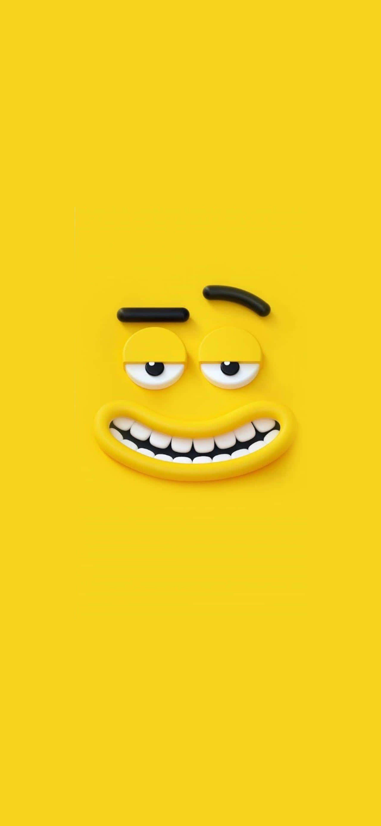 'n geel gesig met 'n smiley-gesig daarop Muurpapier