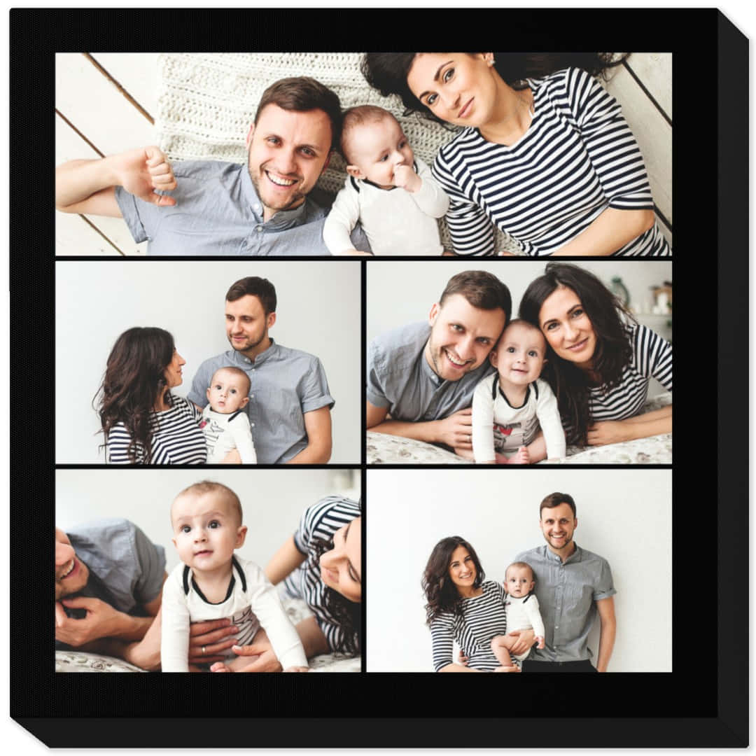 'n Gesinsfotokollasie met 'n baba en 'n baba Muurpapier