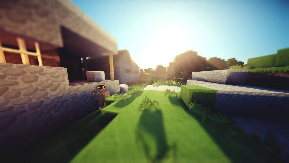 HD Minecraft sonnige dag groen buitelug uitsig agtergrond